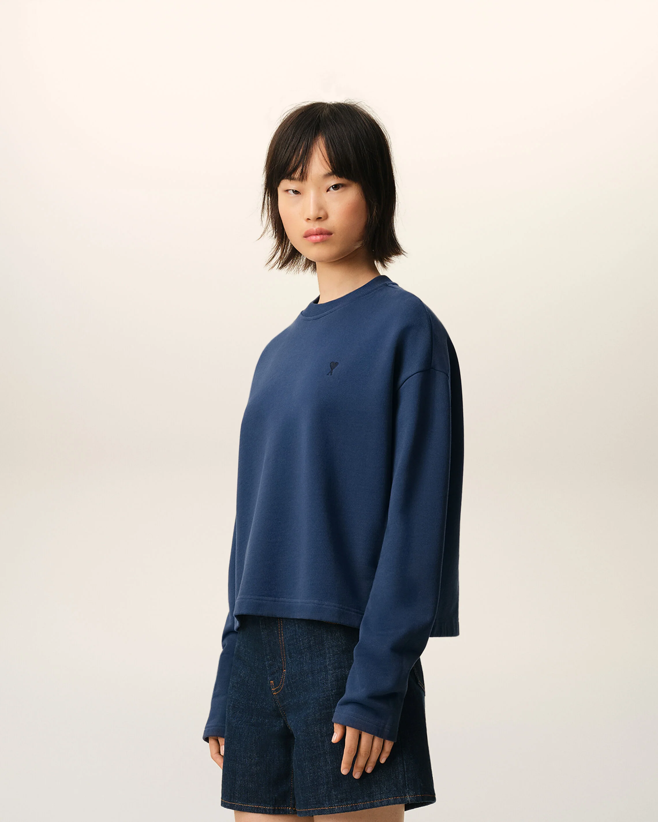 Sweatshirt Court Bleu Ami De Coeur en Coton - Image 6