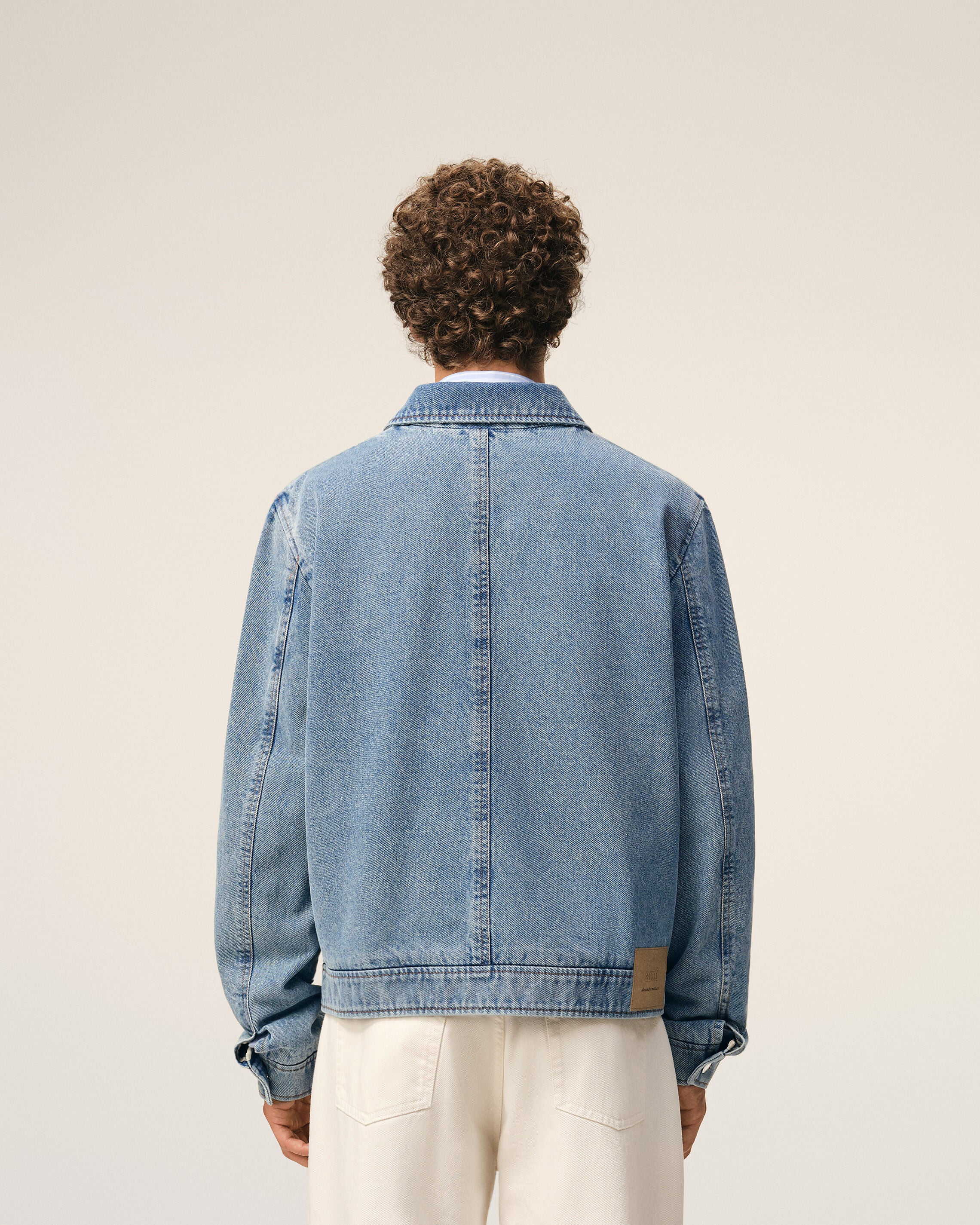 Blouson Zippé Bleu en Coton Ami De Coeur Contrasté - Image 5