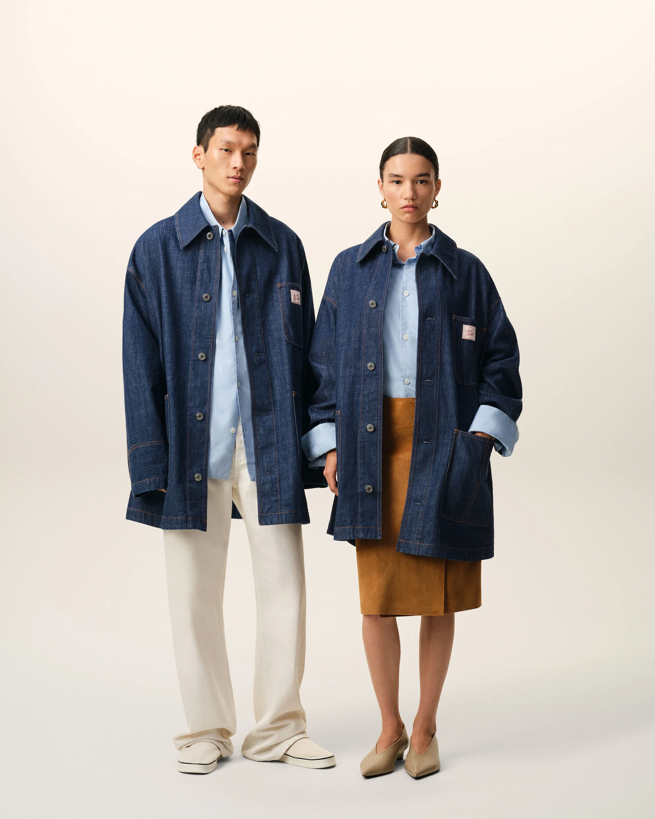 Veste Worker Bleue Empiècement Heritage Ami Paris en Coton - Image 13