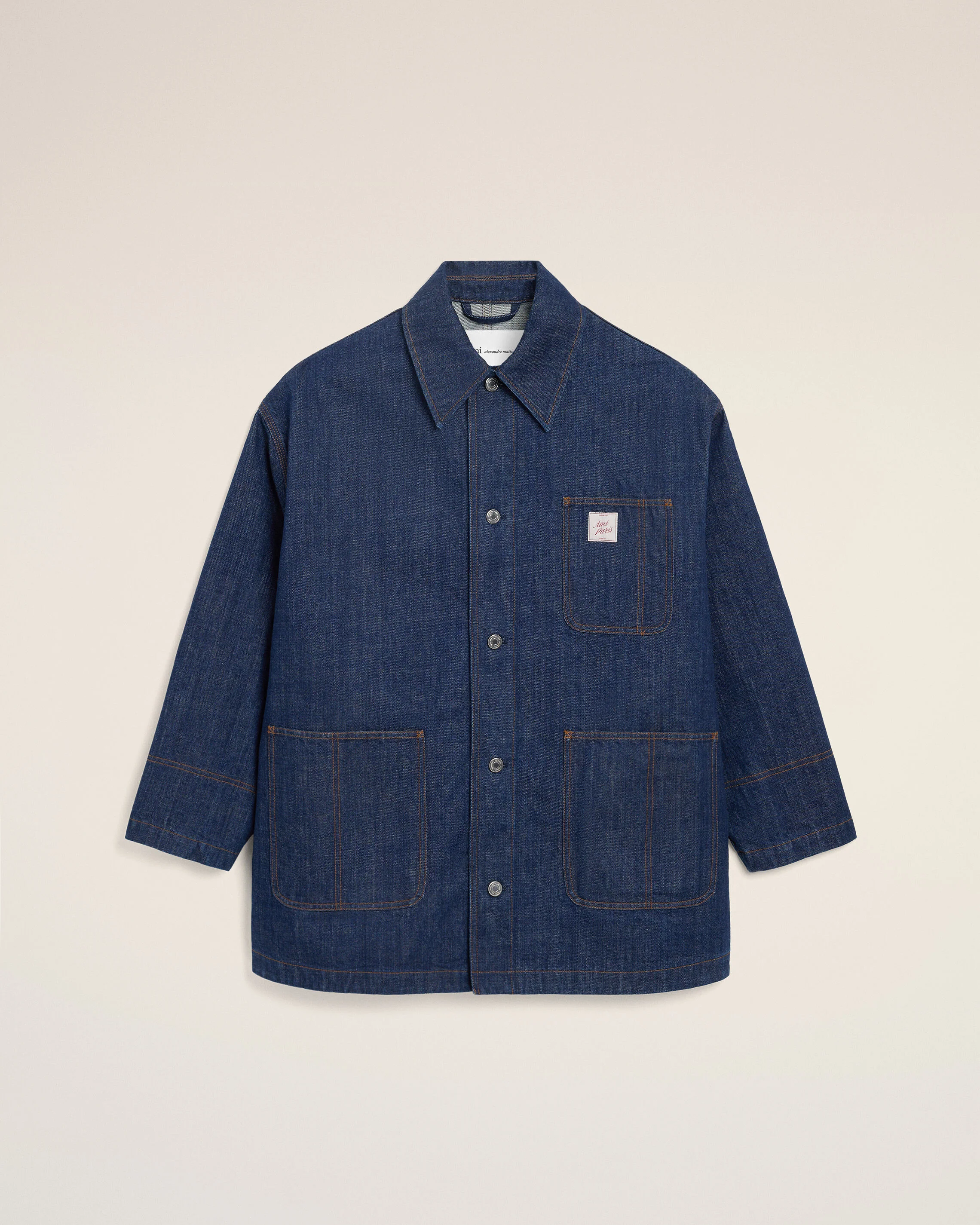 Veste Worker Bleue Empiècement Heritage Ami Paris en Coton - Image 7
