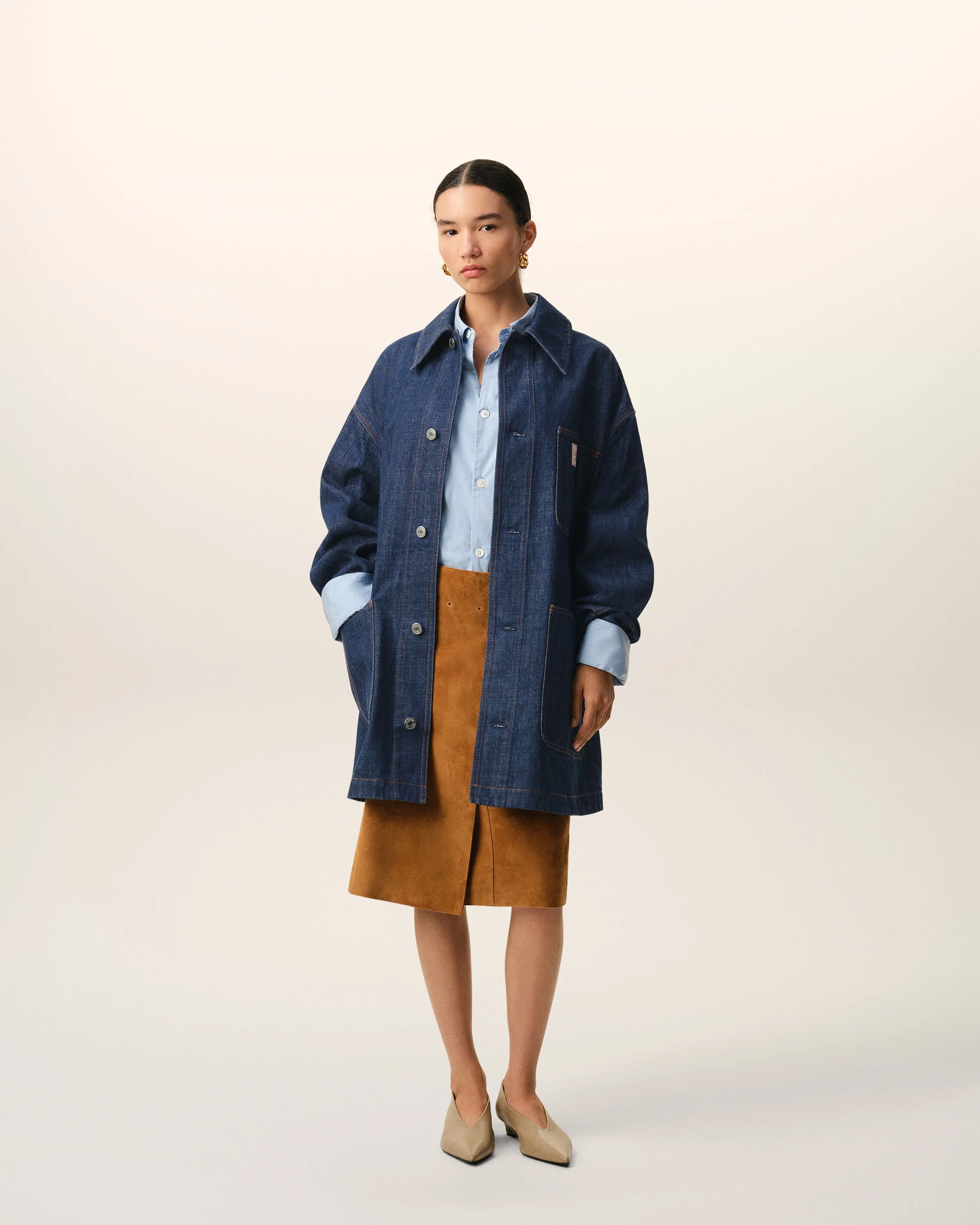 Veste Worker Bleue Empiècement Heritage Ami Paris en Coton - Image 8