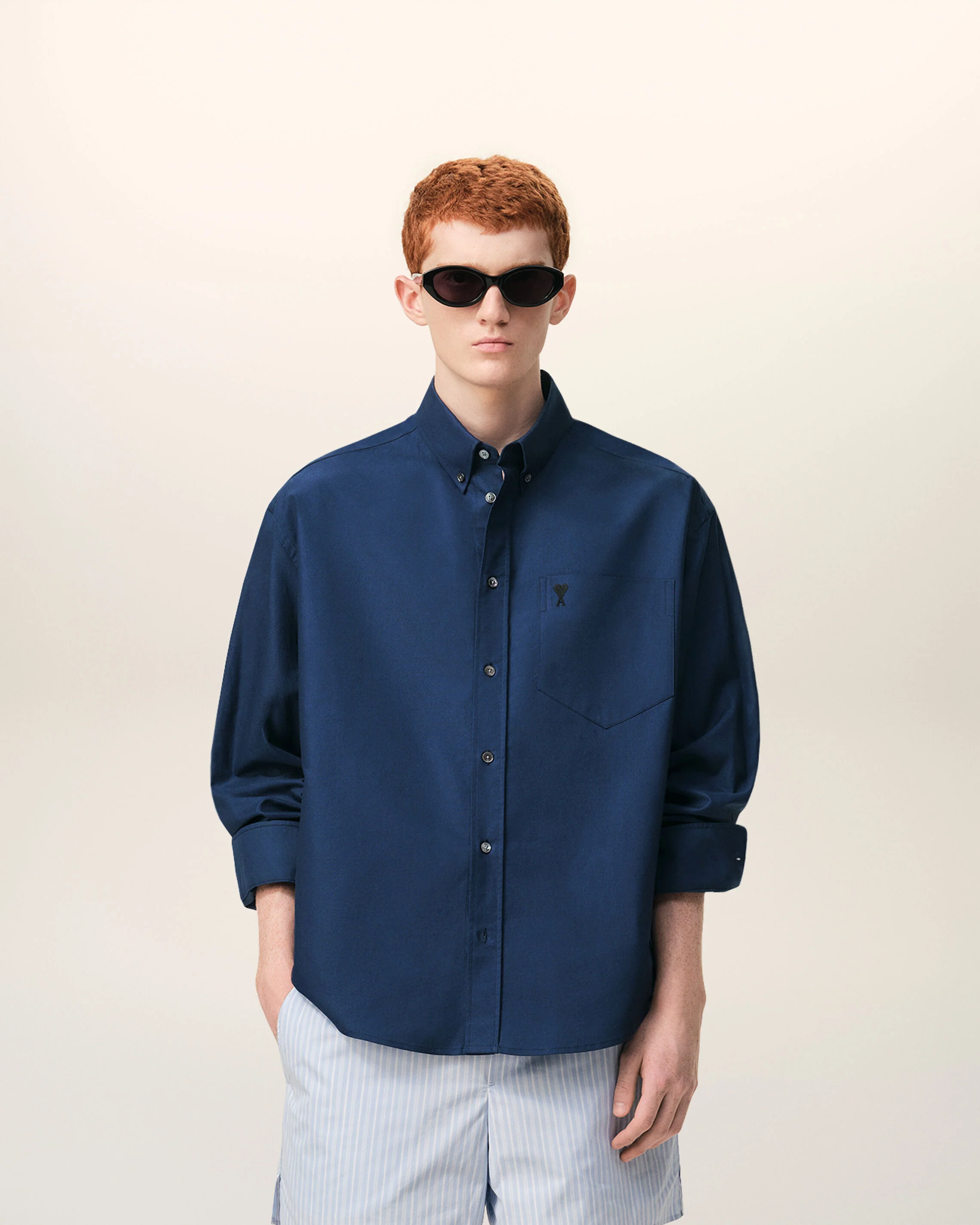 Chemise Boxy Bleue Ami De Coeur Brodé en Coton - Image 2