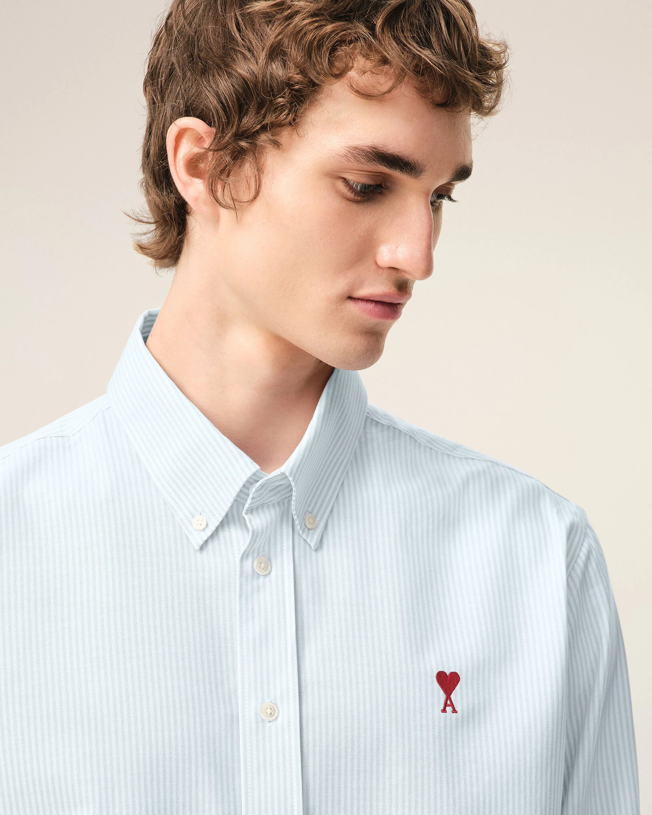 Chemise bleue en coton rayé Ami de Coeur - Image 4