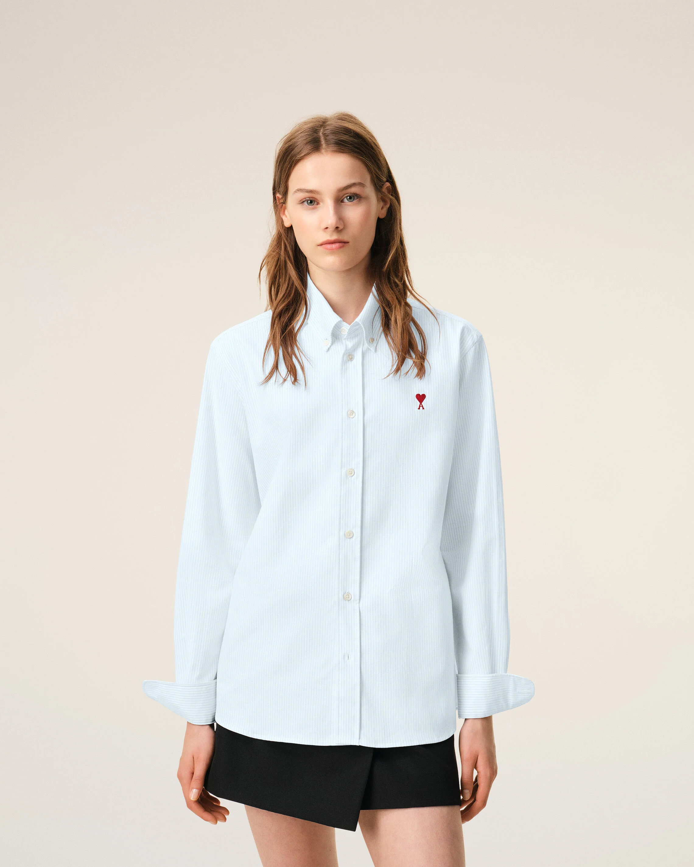 Chemise bleue en coton rayé Ami de Coeur - Image 9