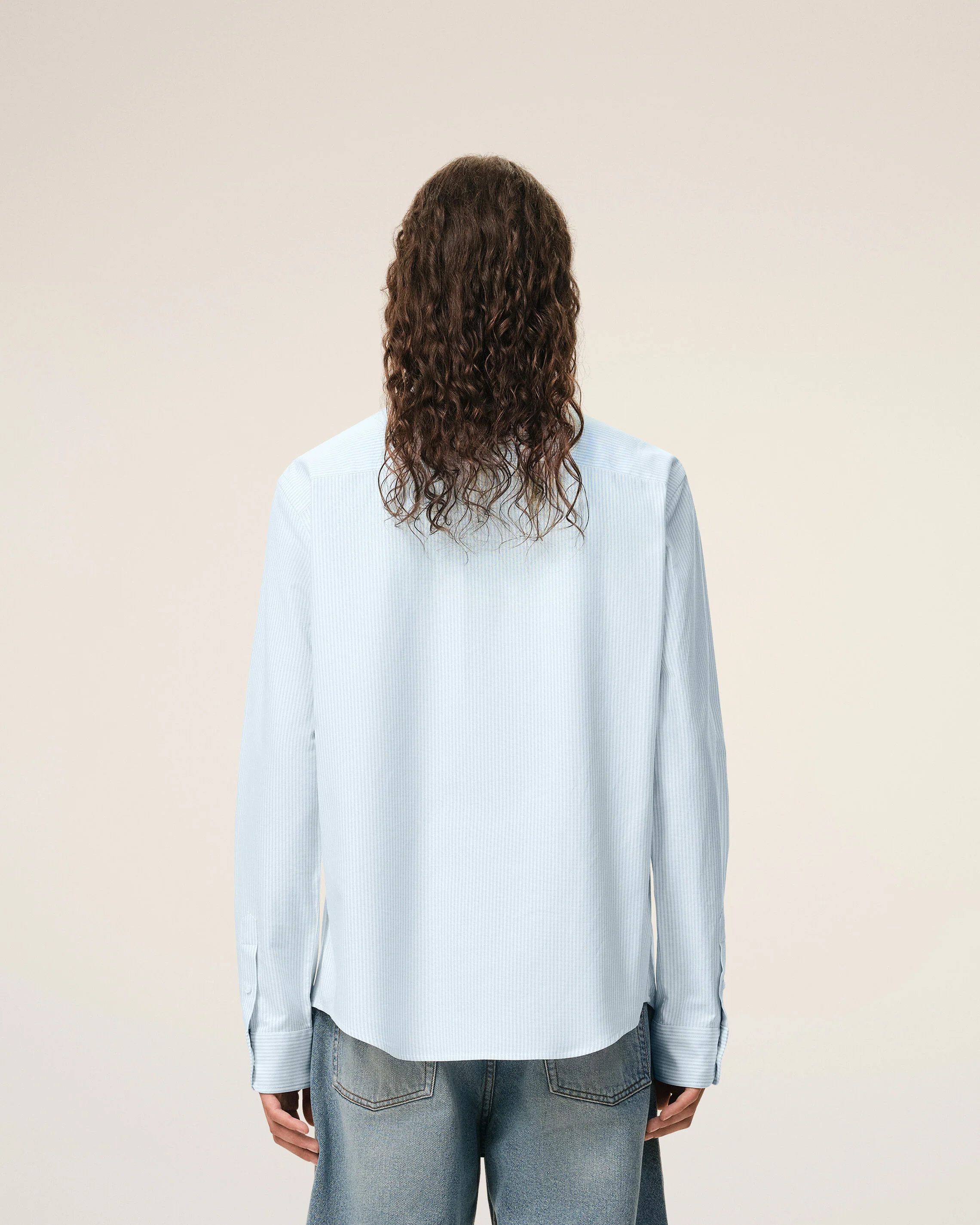 Chemise bleue en coton rayé Ami de Coeur - Image 5