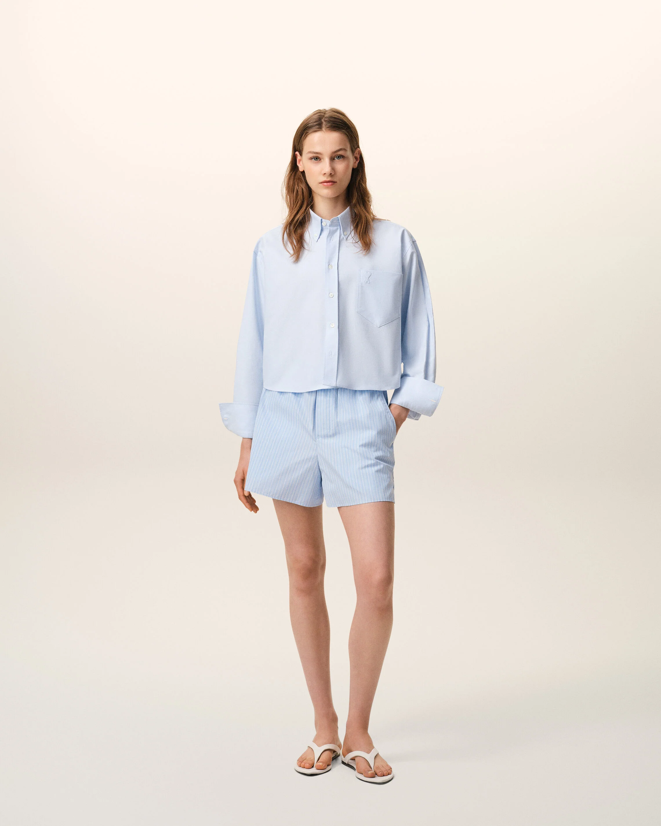 Short Court Bleu Elastiqué en Coton - Image 9