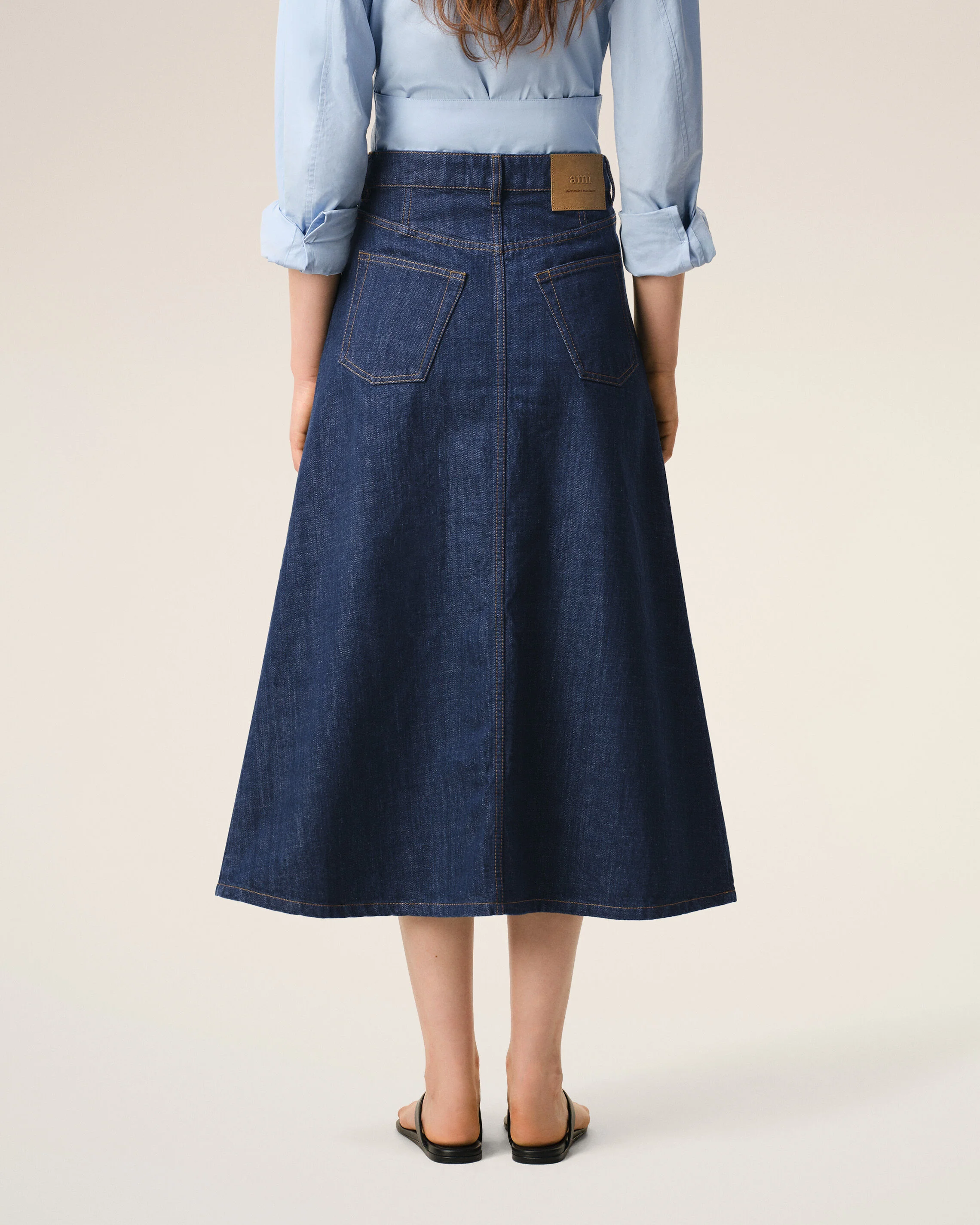 Jupe Longue Bleue en Coton - Image 4