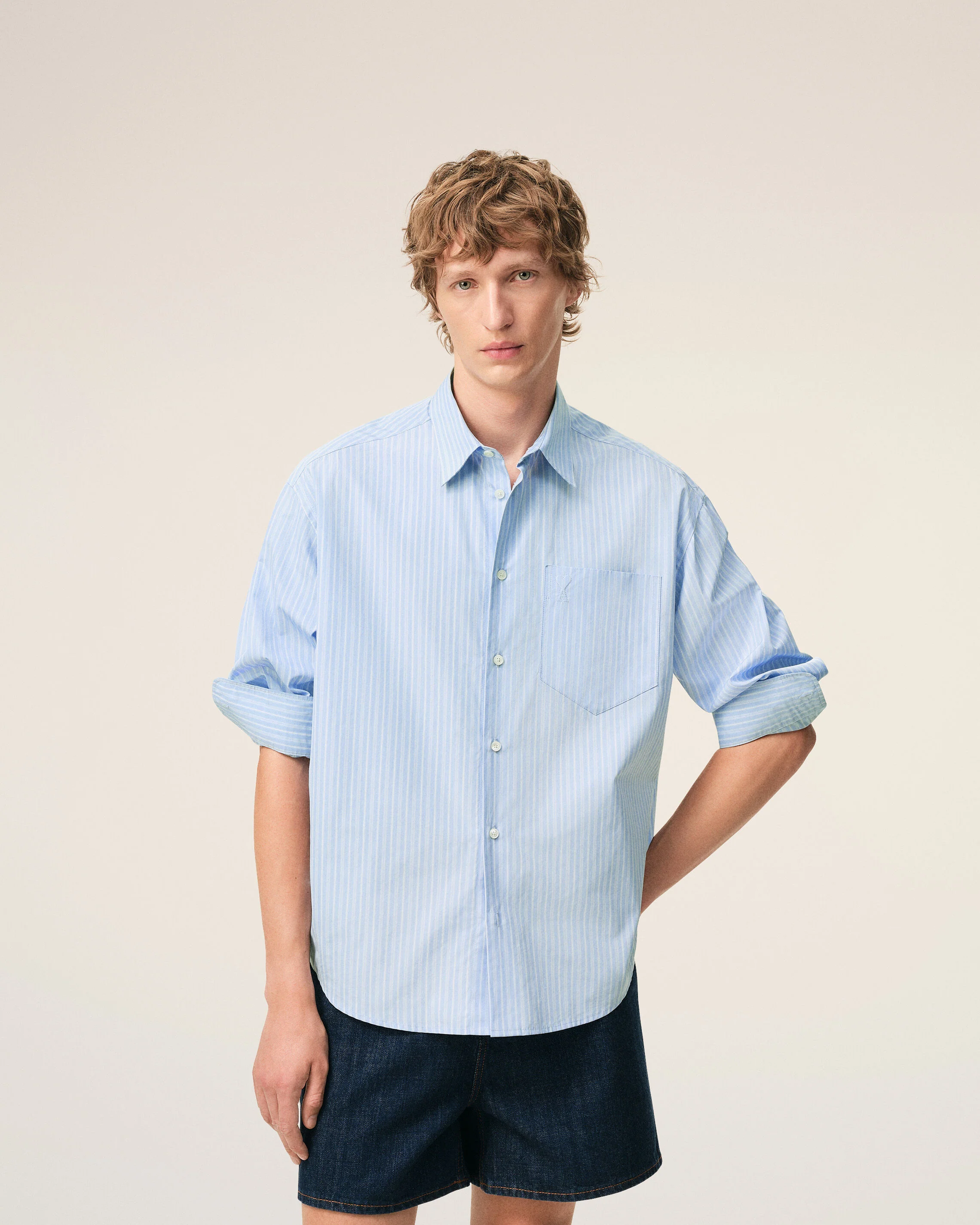 Chemise Boxy Bleue Manches Longues Ami De Coeur en Coton - Image 3