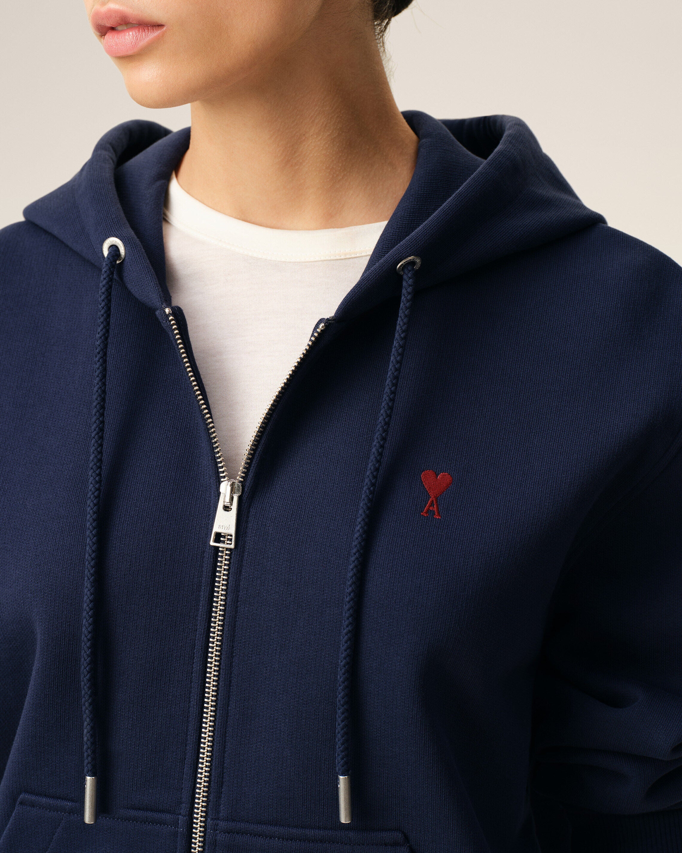 Hoodie bleu zippé en coton Ami de Coeur - Image 10
