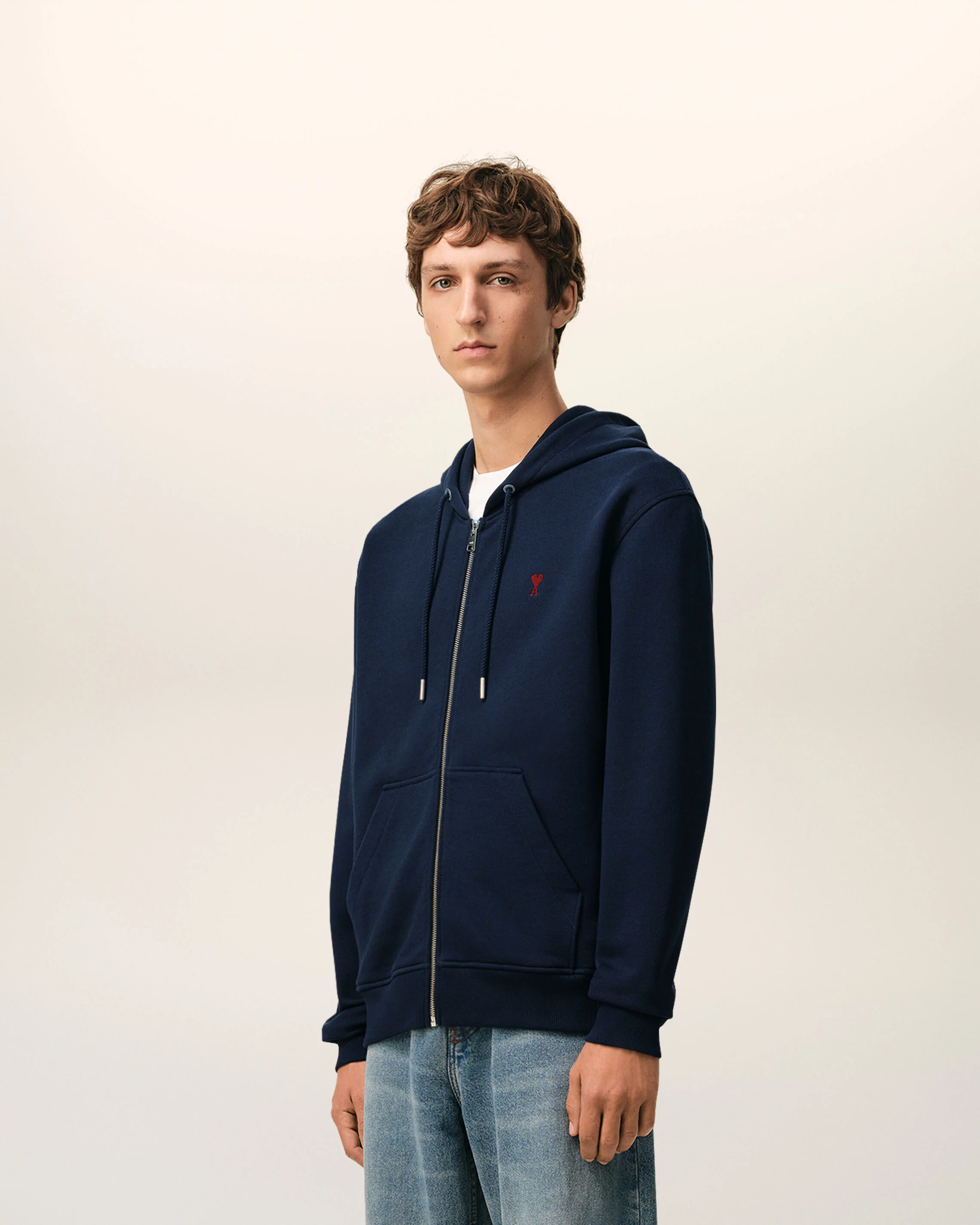 Hoodie bleu zippé en coton Ami de Coeur - Image 6