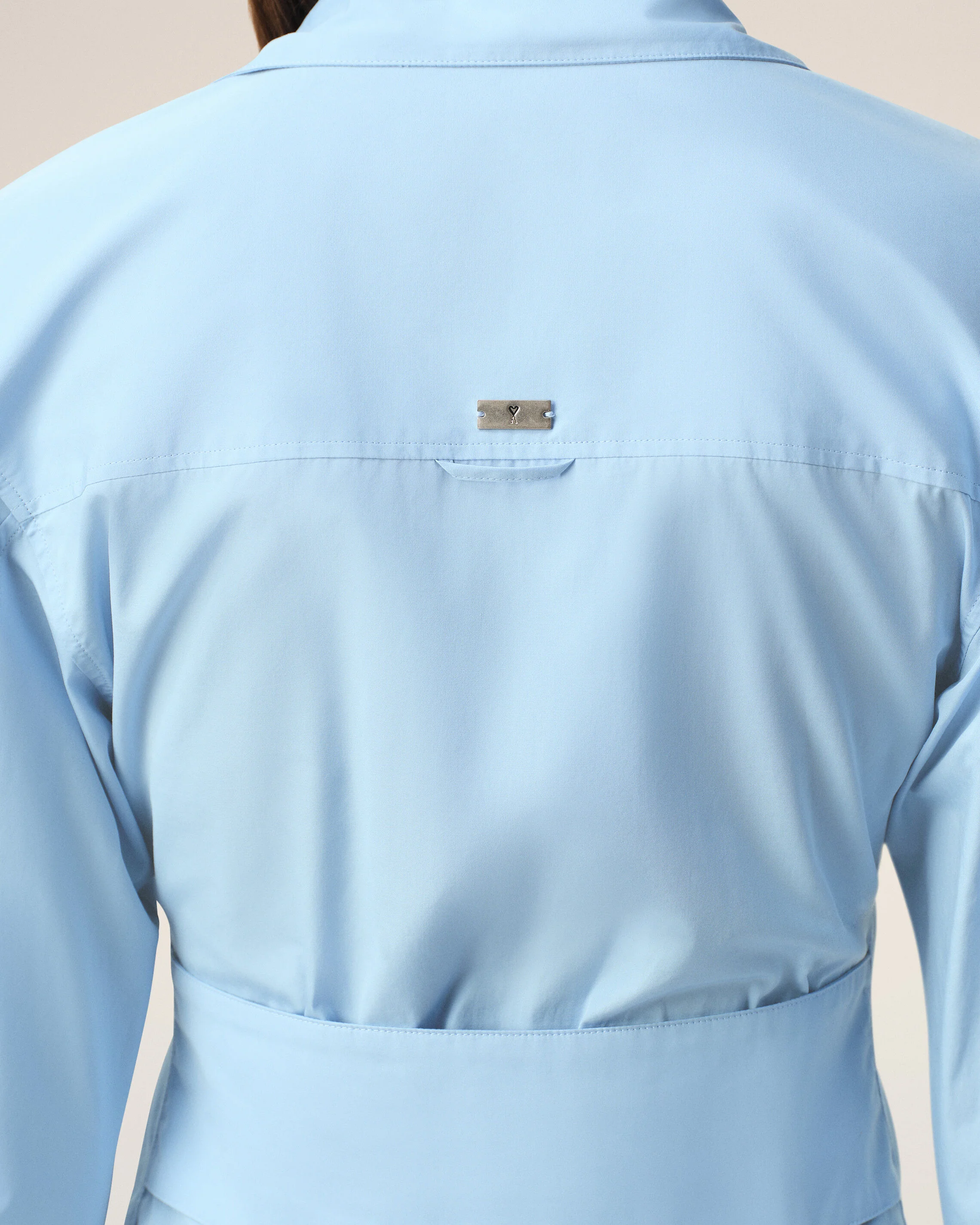 Chemise Cintrée Bleu Col En Pointe en Coton - Image 4