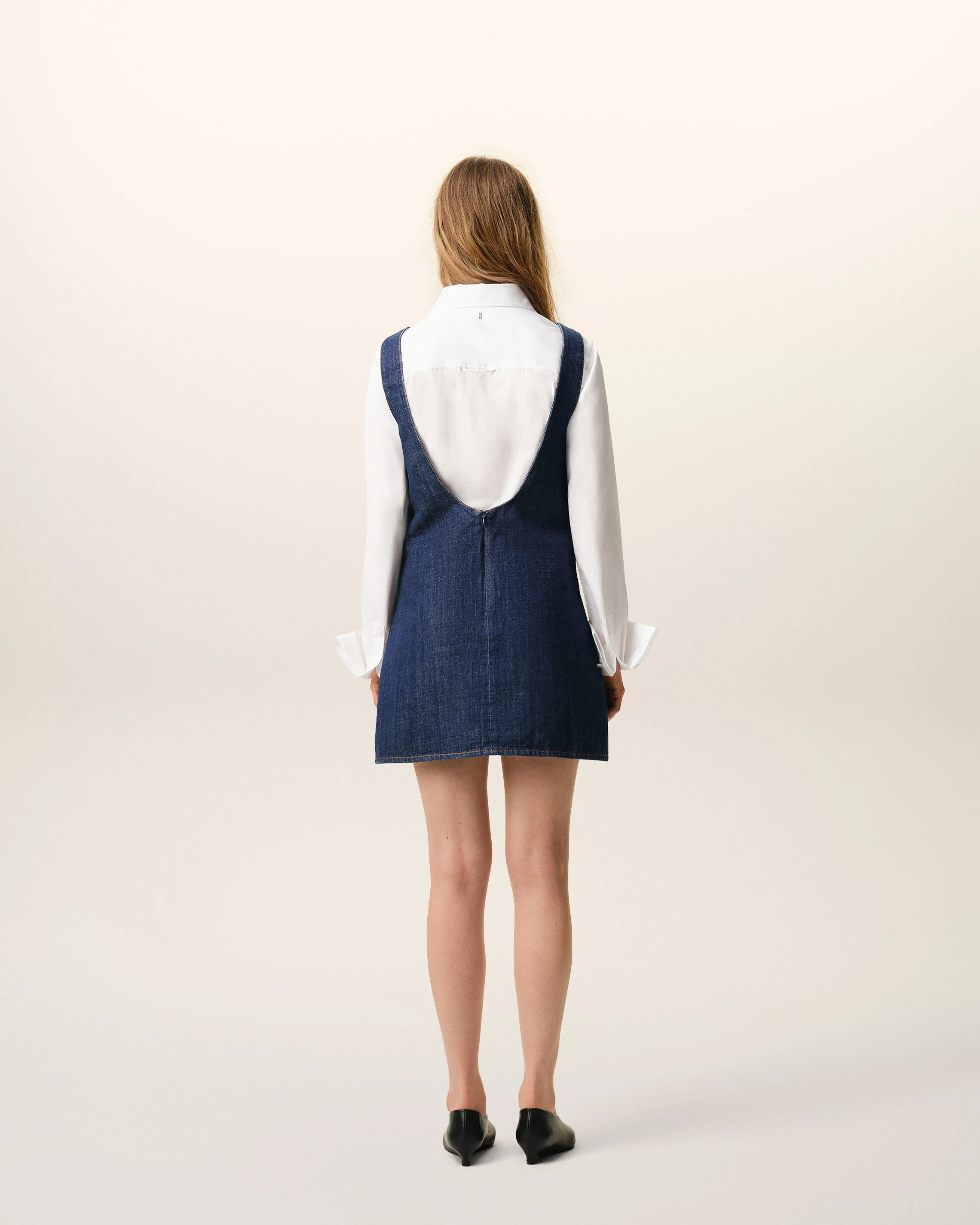 Robe Courte A Bretelles Bleue en Coton - Image 5