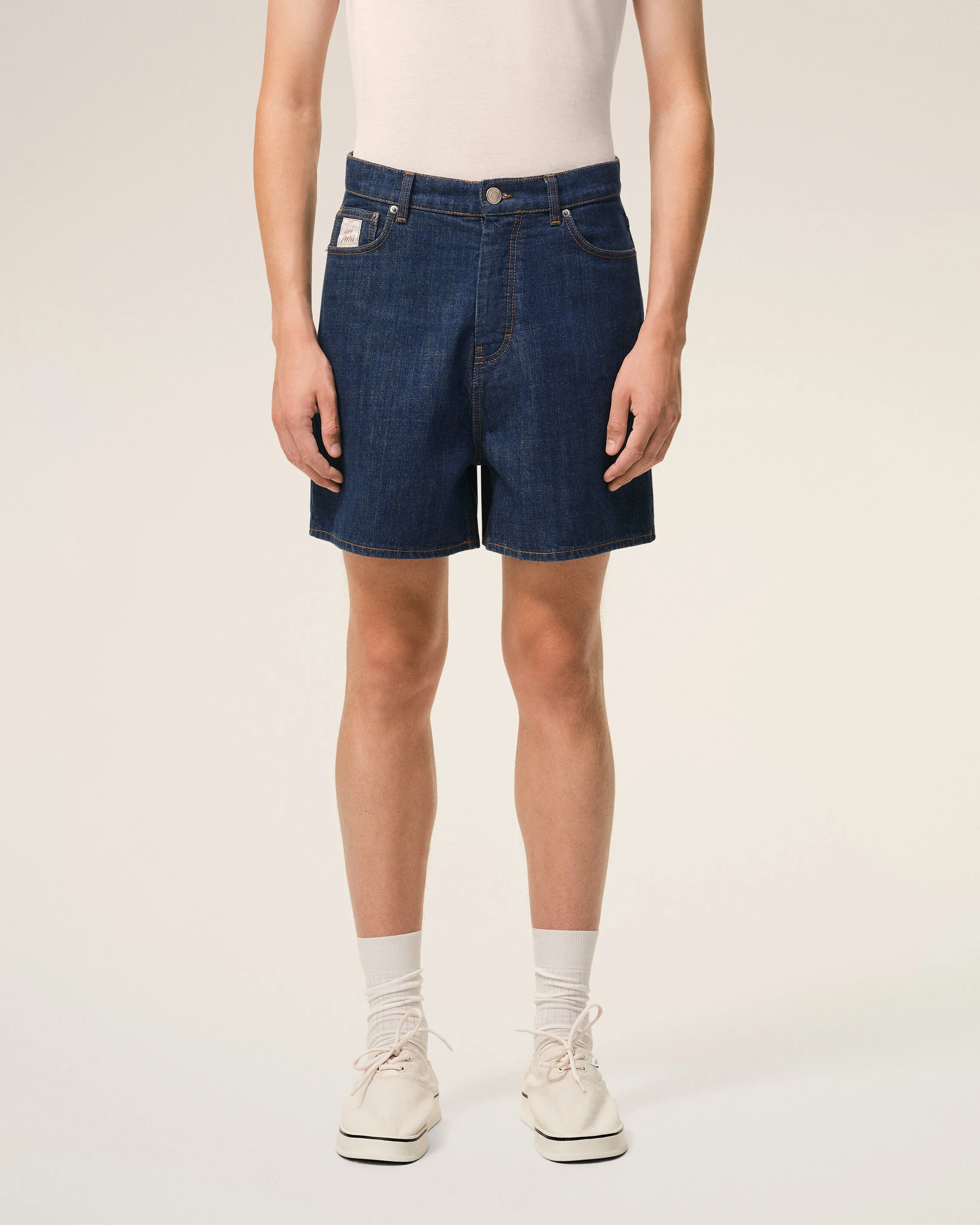Short Avec Empiècement Héritage Ami Paris Bleu en Coton - Image 3
