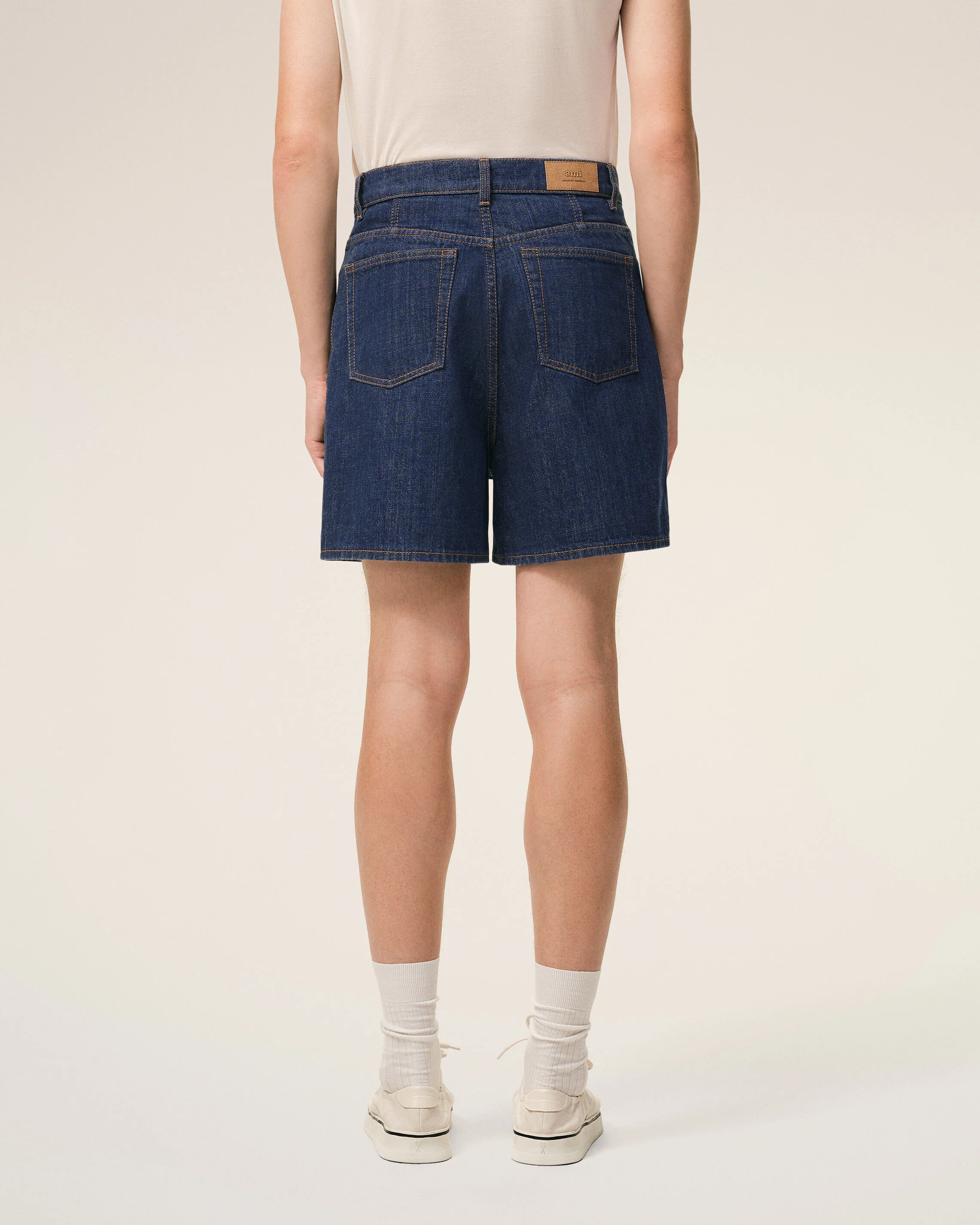 Short Avec Empiècement Héritage Ami Paris Bleu en Coton - Image 4
