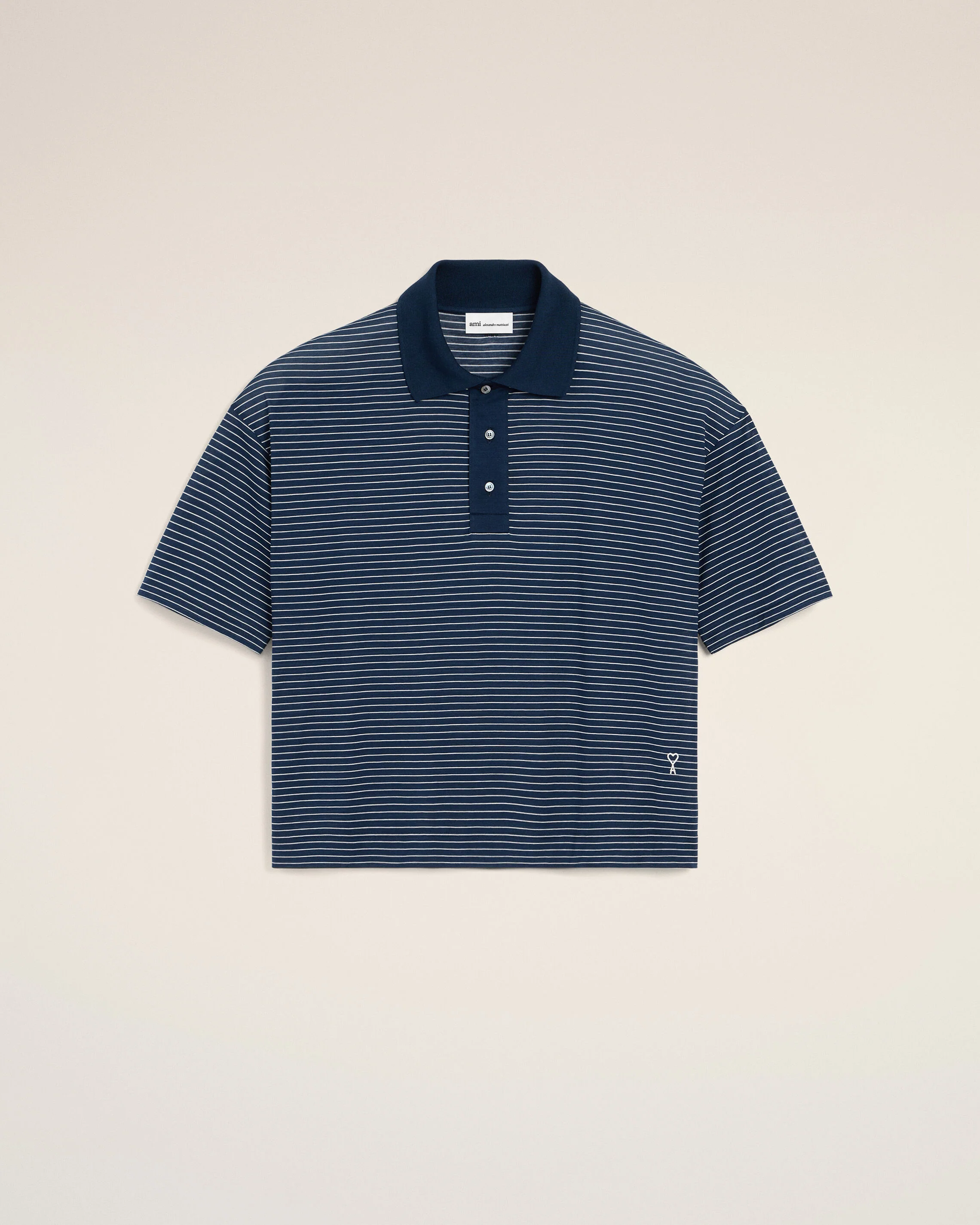 Polo Bleu Rayé Ami De Coeur en Coton