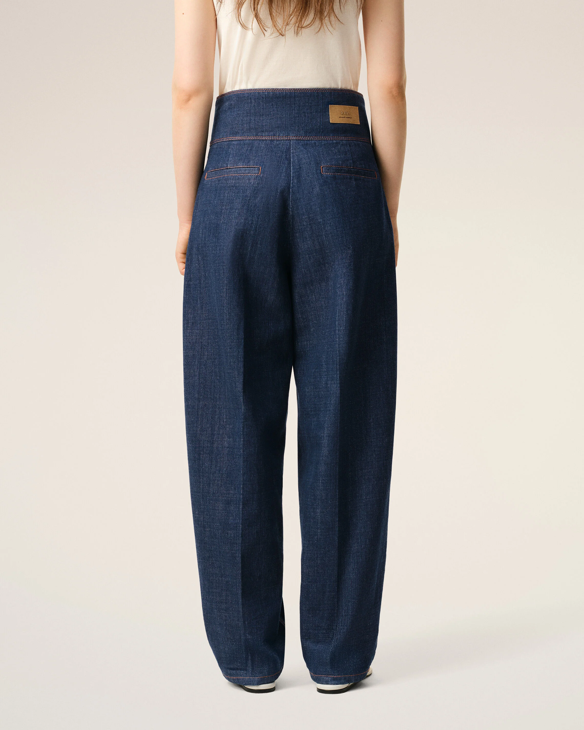 Jean Bleu A Ceinture Portefeuille en Coton - Image 4