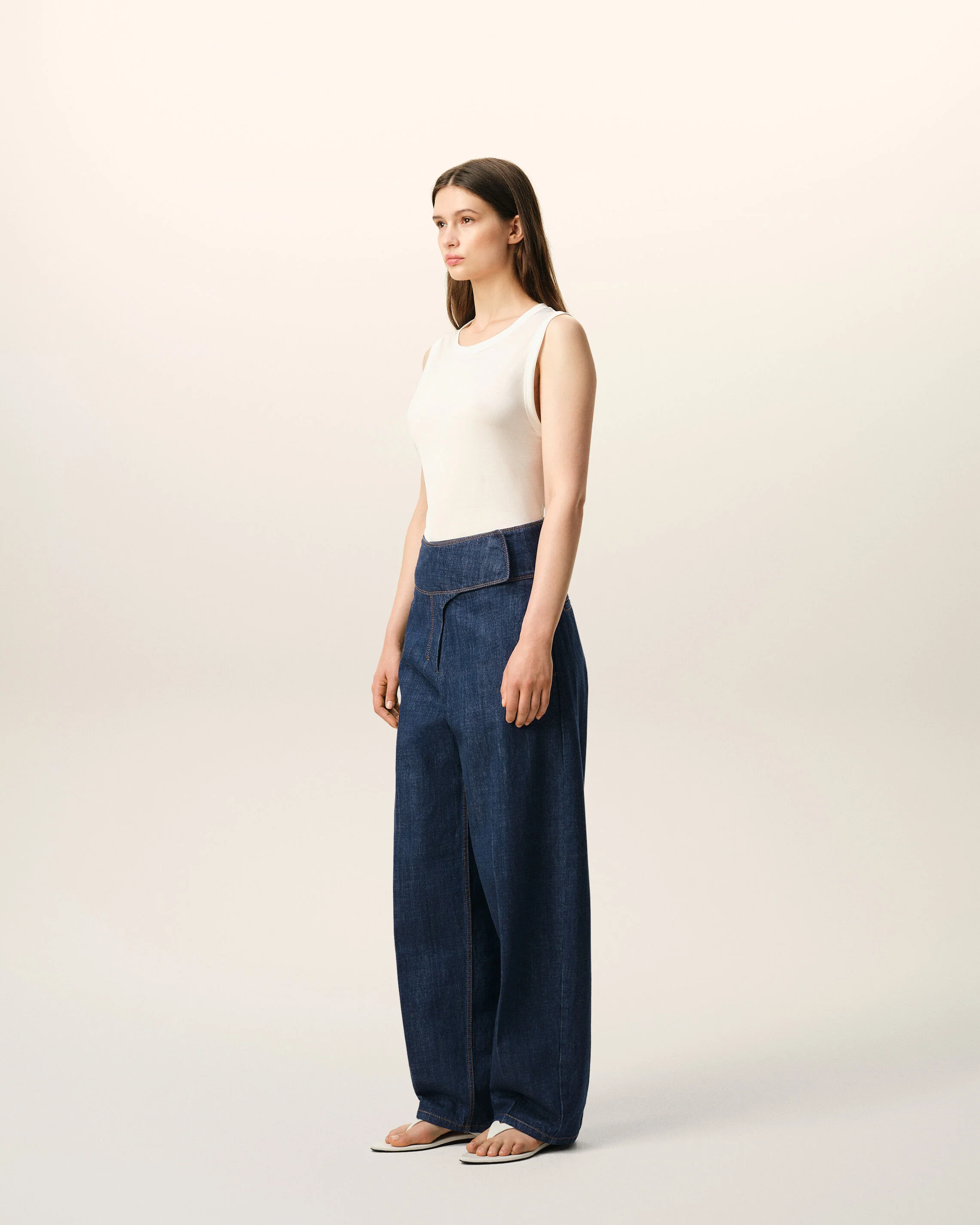 Jean Bleu A Ceinture Portefeuille en Coton - Image 6