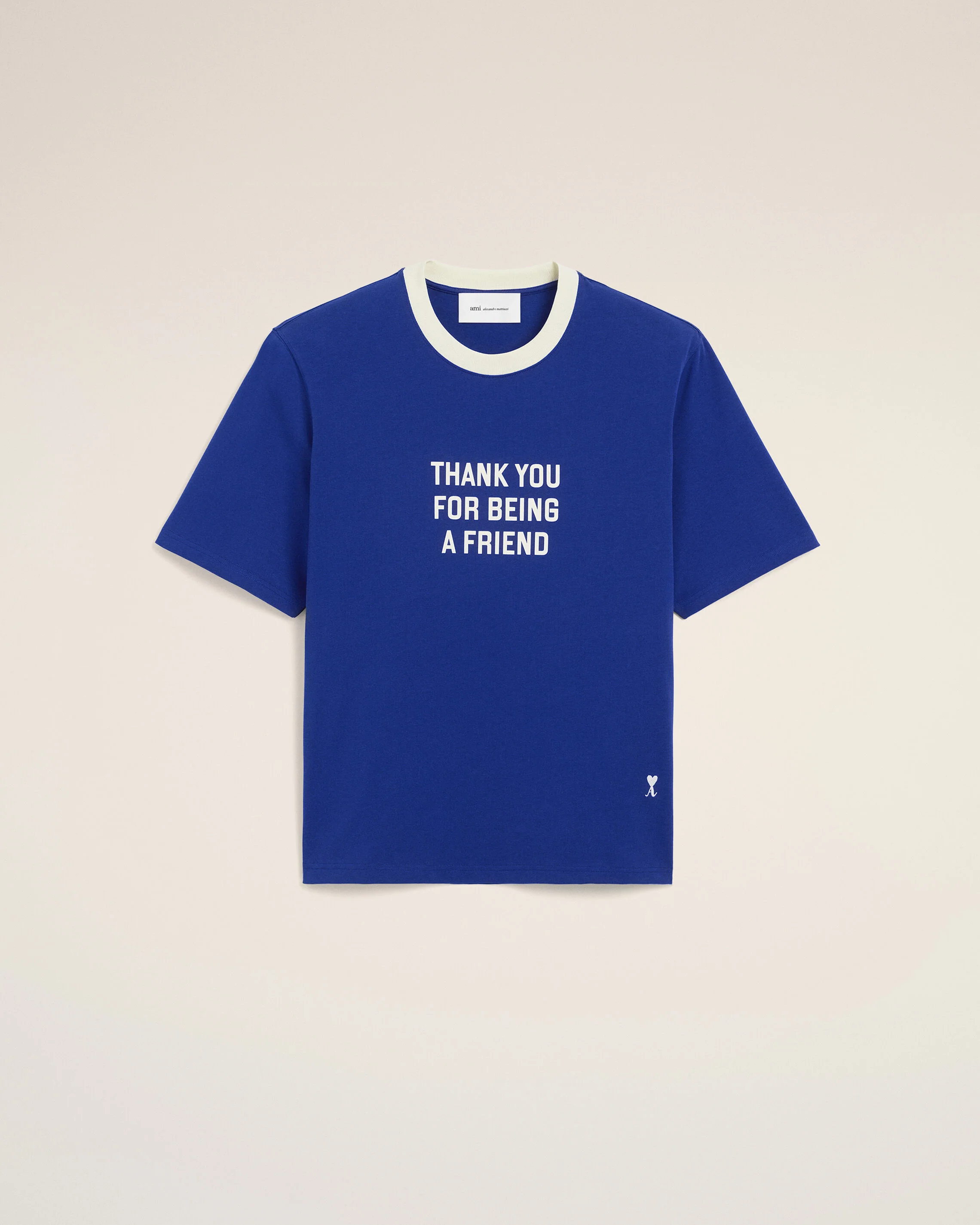 T-shirt bleu imprimé en coton "Thank you for being a friend" - Image 7