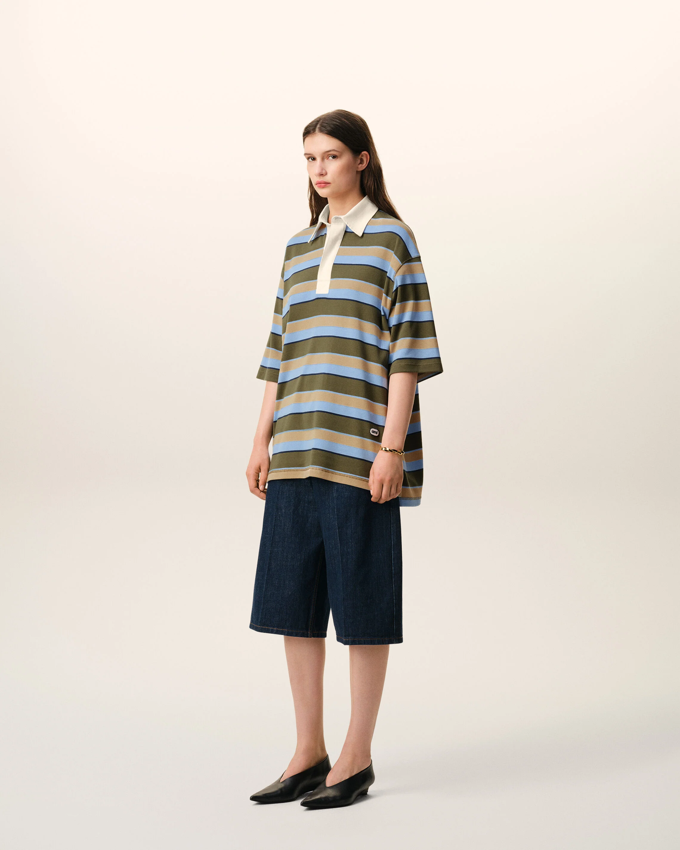Polo Rayé Bleu Empiècement Ami en Coton - Image 12