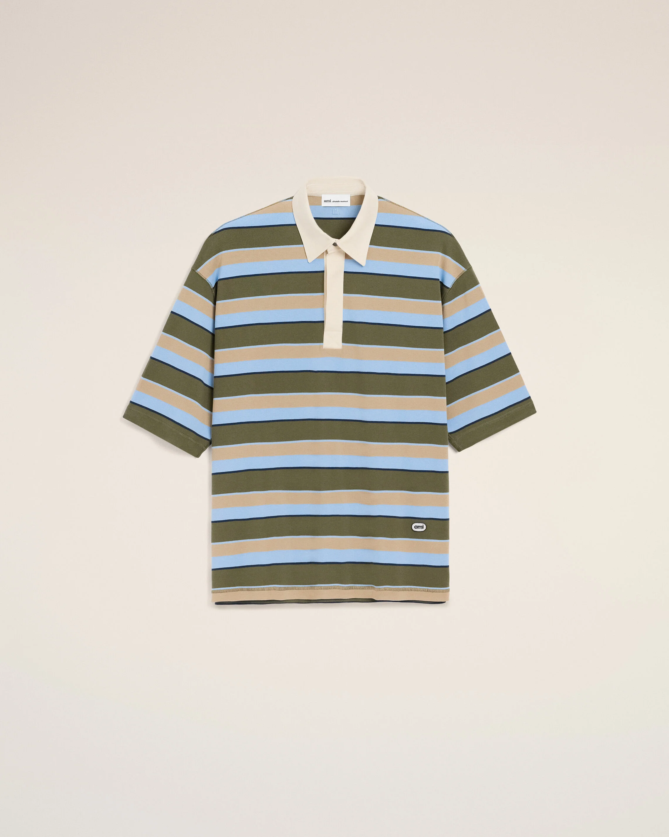 Polo Rayé Bleu Empiècement Ami en Coton - Image 7