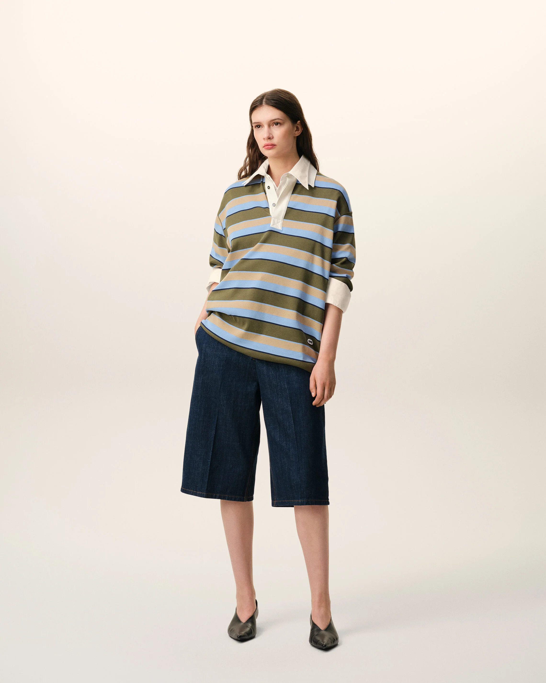 Polo Rayé Bleu Empiècement Ami en Coton - Image 8