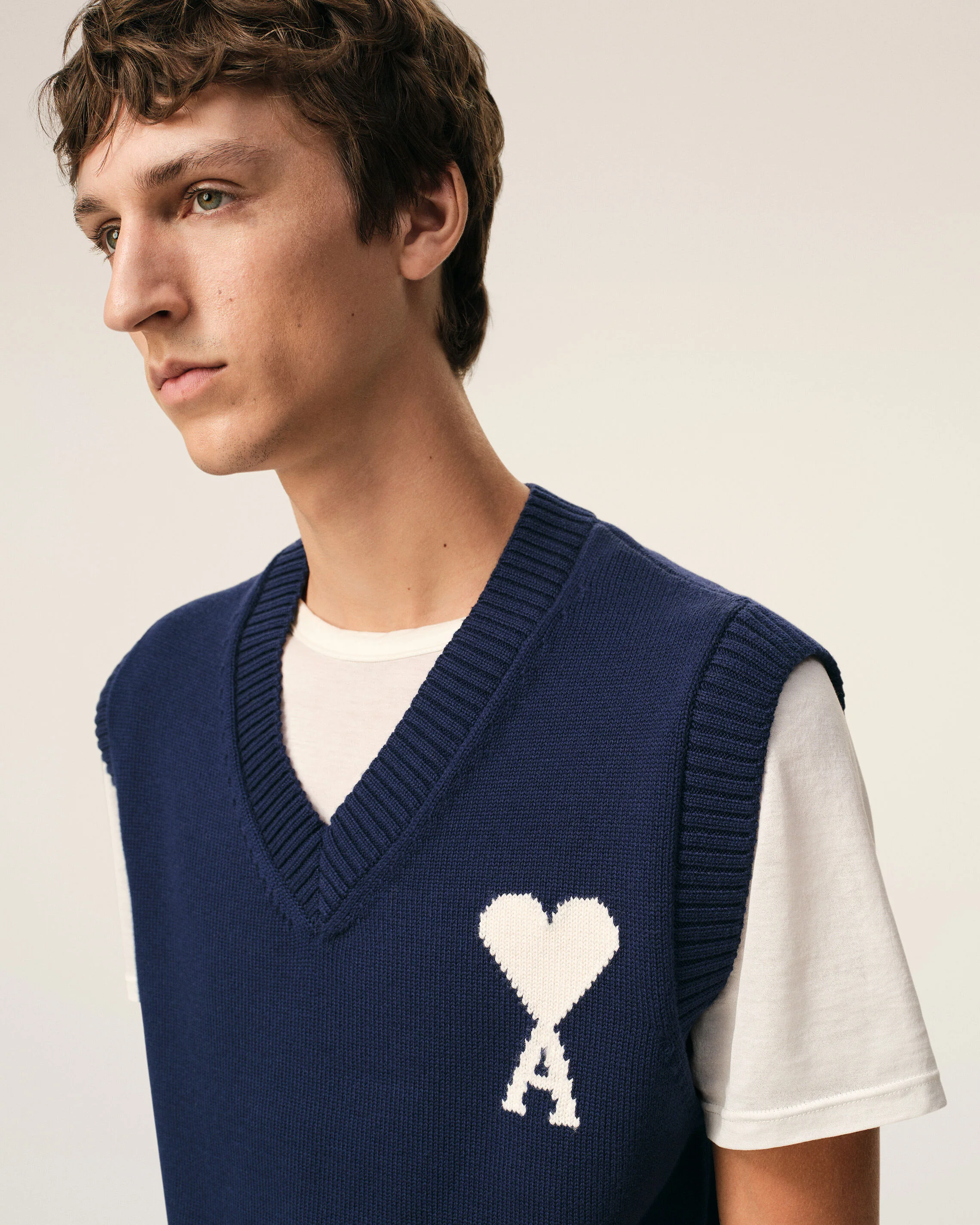 Pull Bleu Sans Manches Ami De Coeur en Laine Et Coton - Image 4