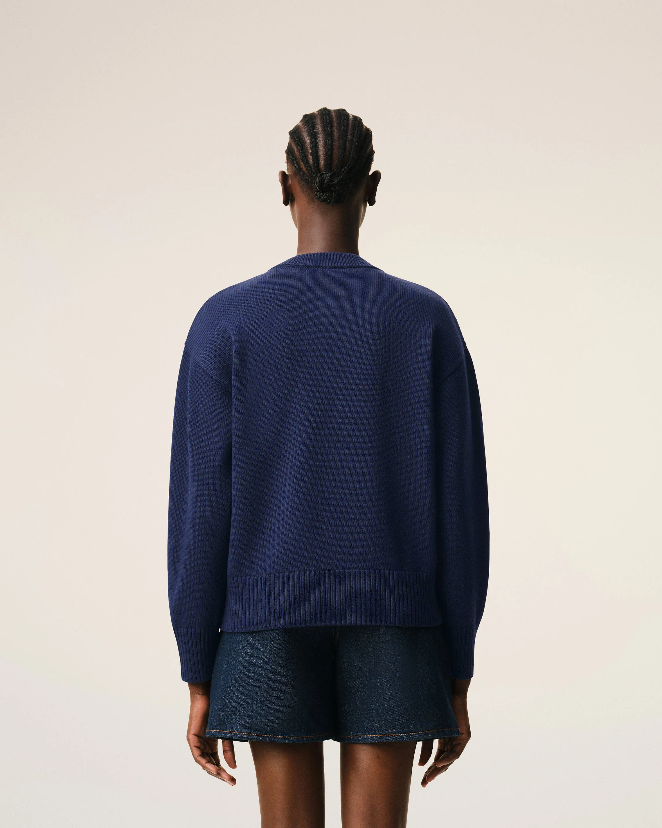 Cardigan Bleu Col Rond Ami De Coeur en Laine - Image 11
