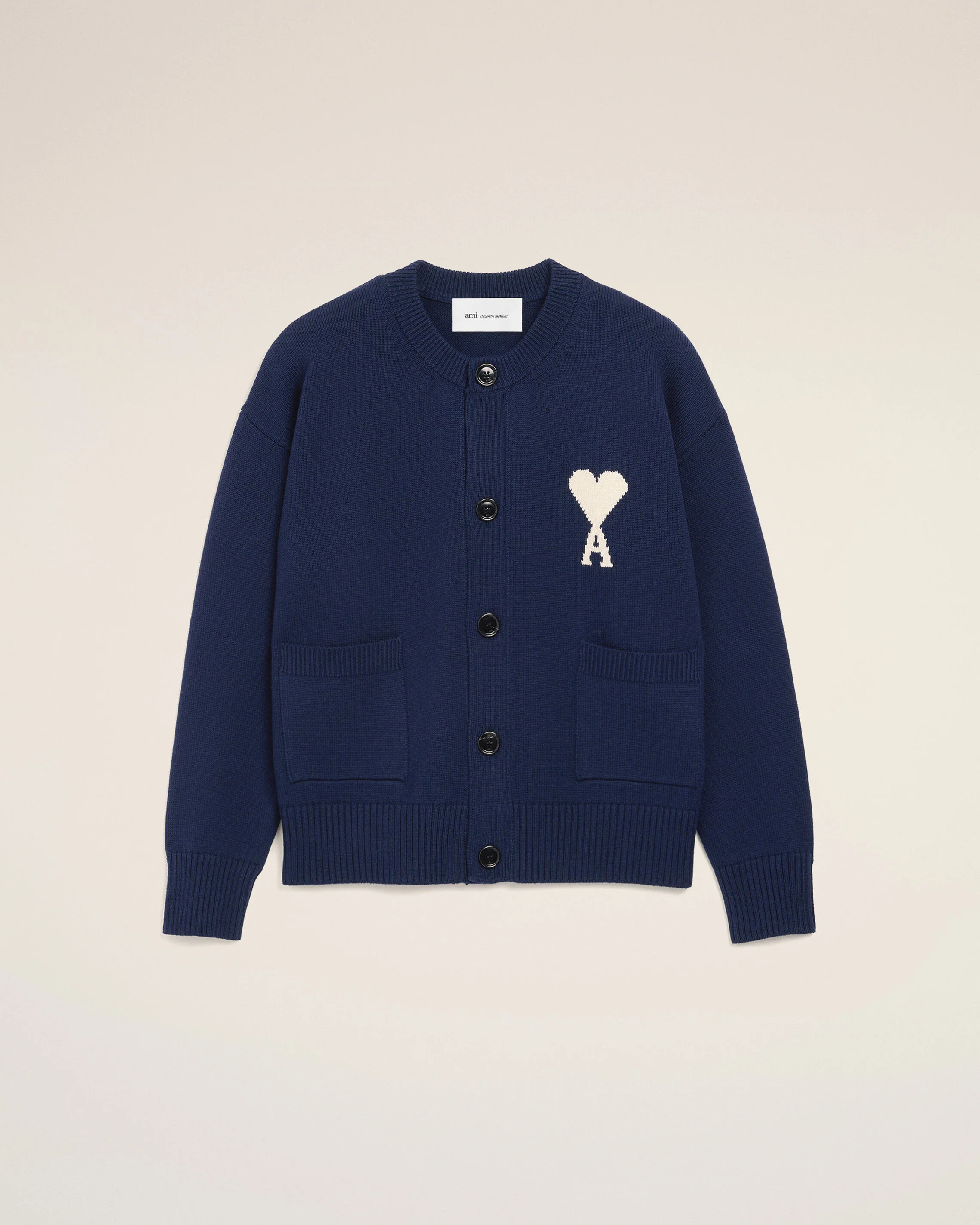 Cardigan Bleu Col Rond Ami De Coeur en Laine - Image 7