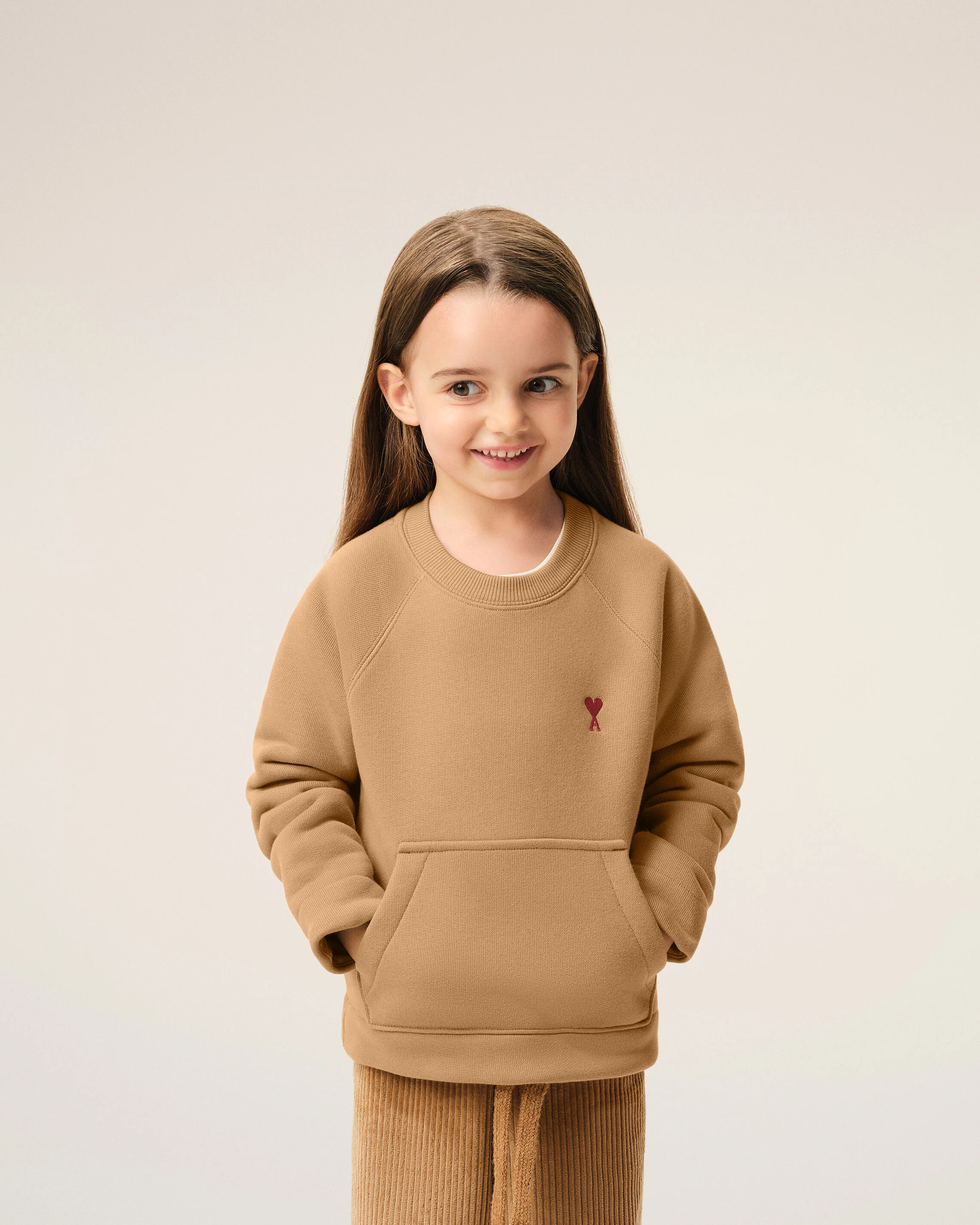 Sweatshirt Marron Col Rond Ami de Coeur En Coton - Image 3