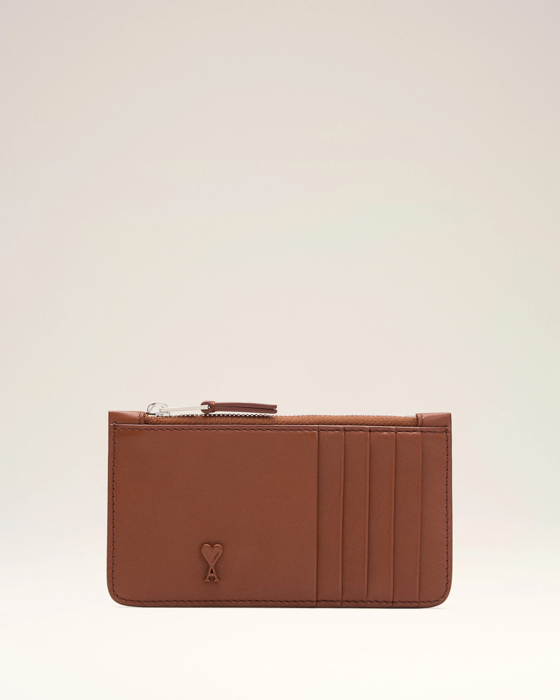 Porte-Cartes Zippé Ami De Coeur Marron en Cuir De Vachette - Image 4