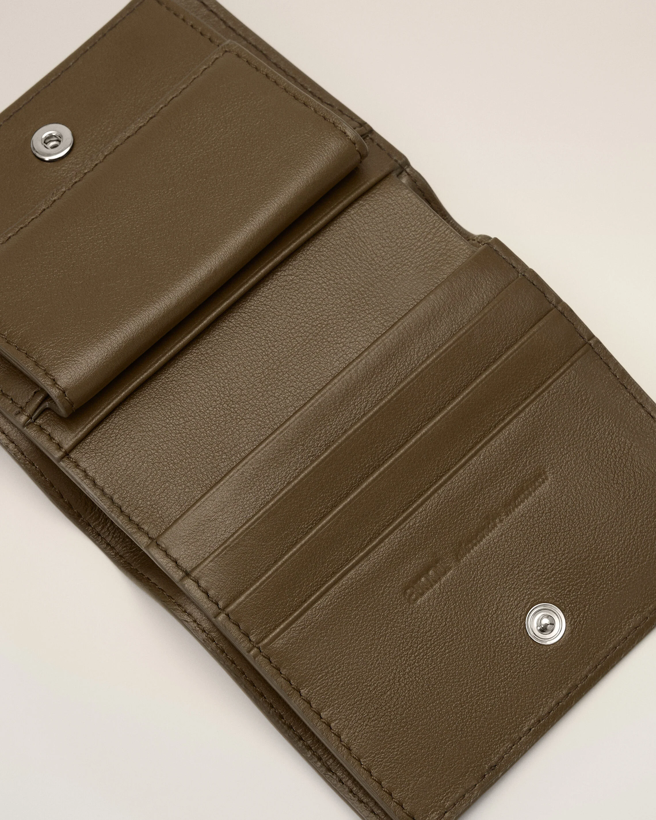 Portefeuille à double volet marron en cuir de vachette Ami de Coeur - Image 3