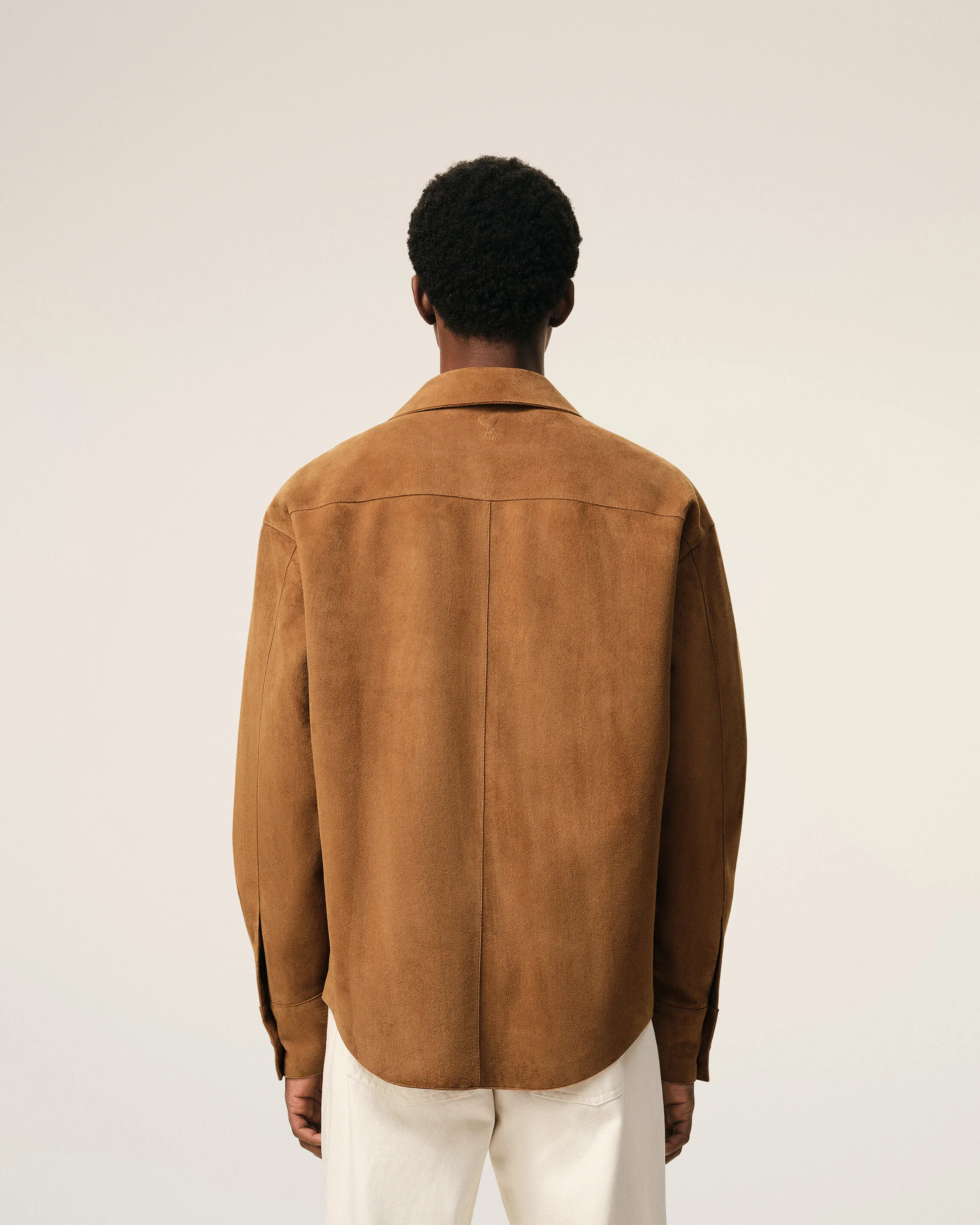 Surchemise Marron Boutonnée en Cuir De Chèvre - Image 5