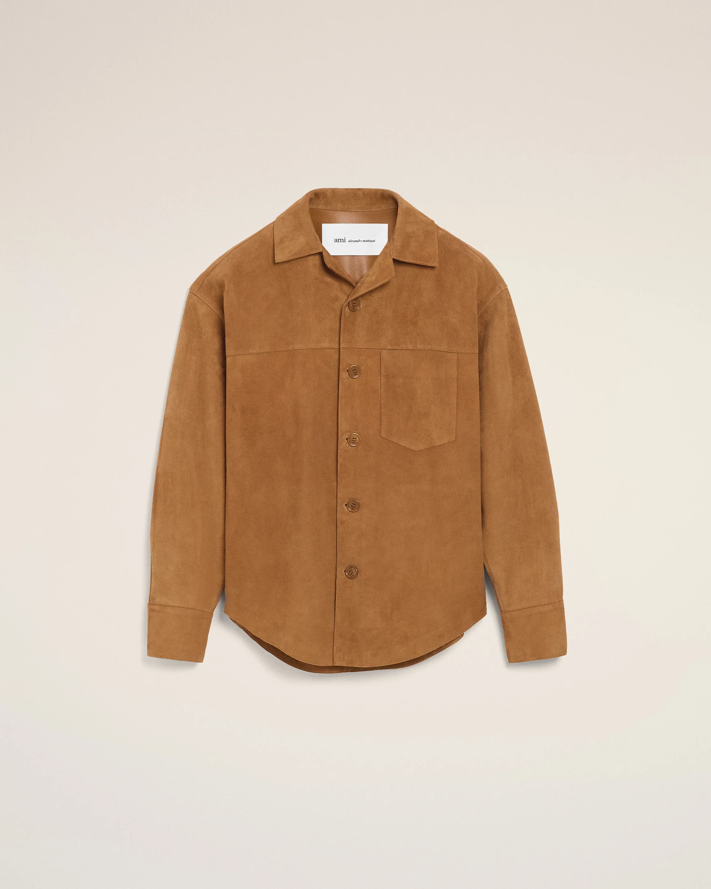 Surchemise Marron Boutonnée en Cuir De Chèvre - Image 8