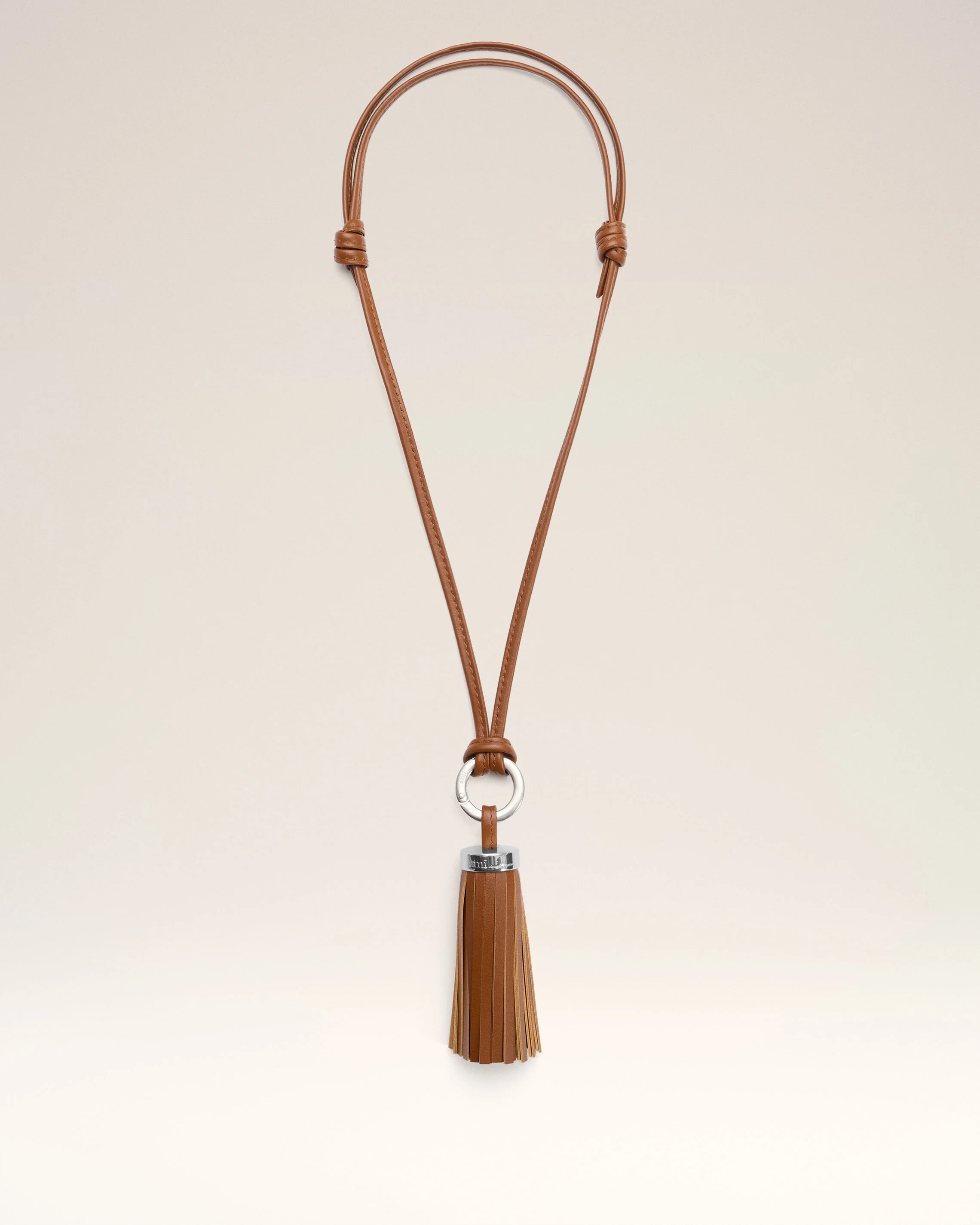 Porte Clés Marron Pompon Ami En Cuir Lisse - Image 3