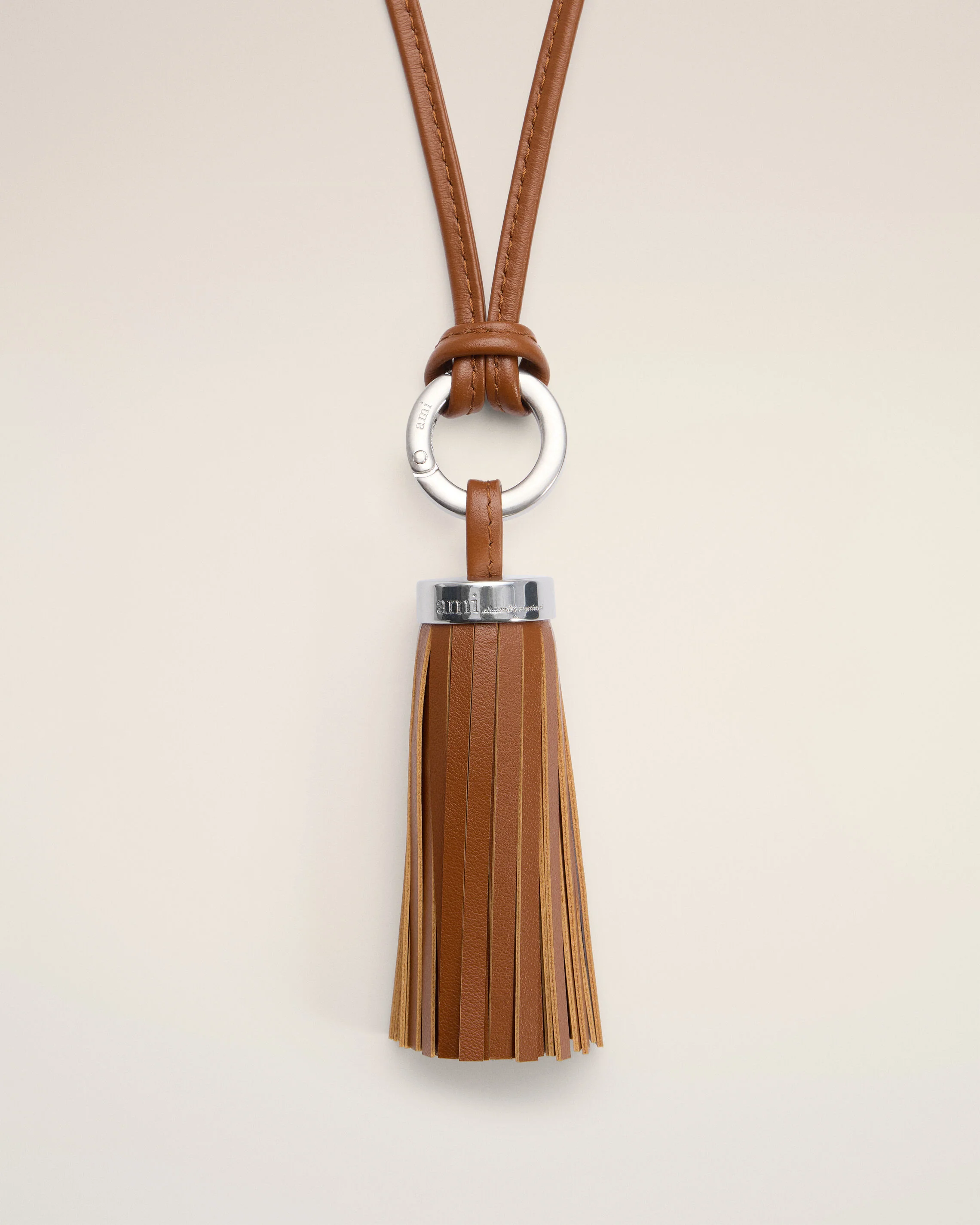 Porte Clés Marron Pompon Ami En Cuir Lisse - Image 4