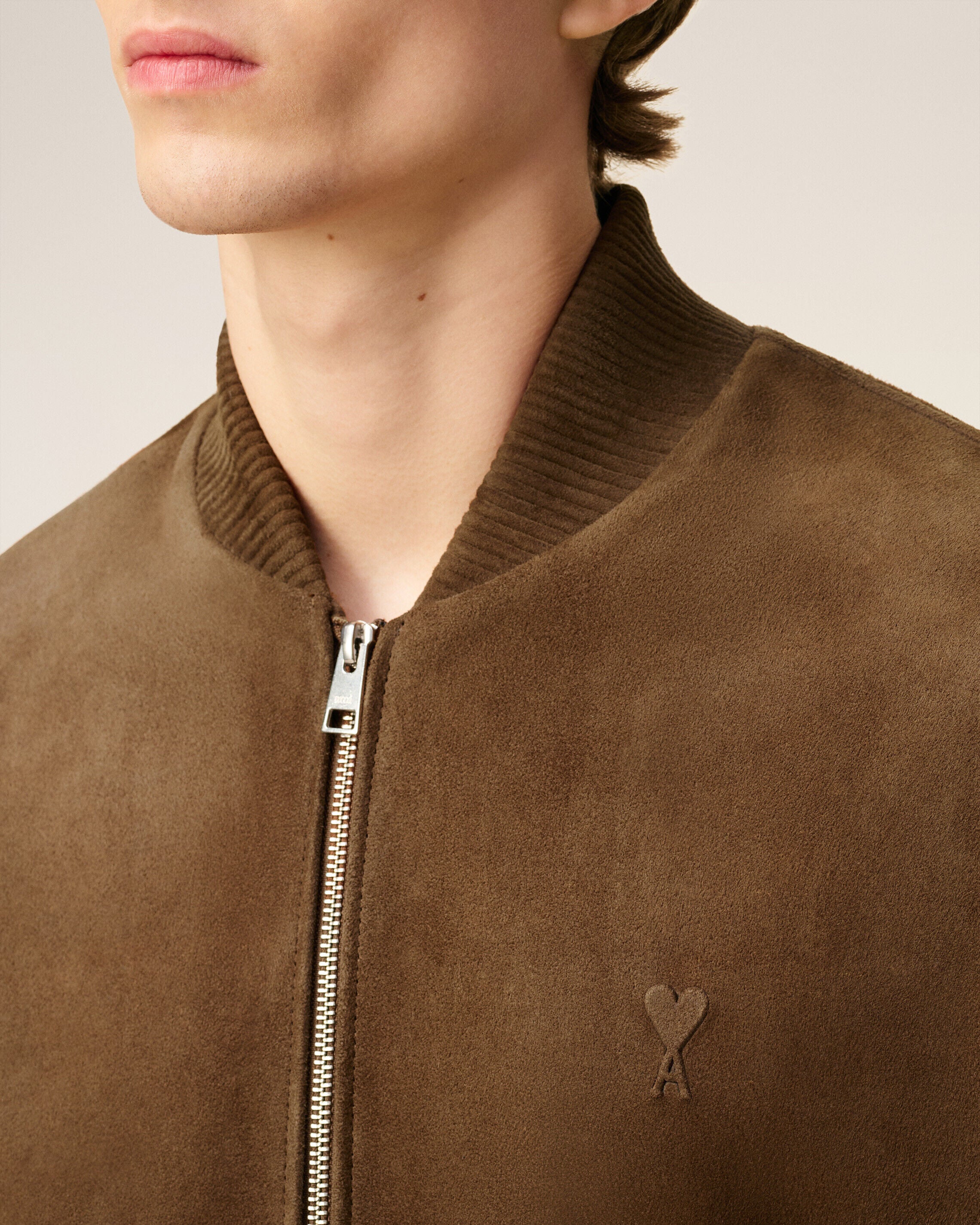 Veste Marron  Zippée En Cuir - Image 4