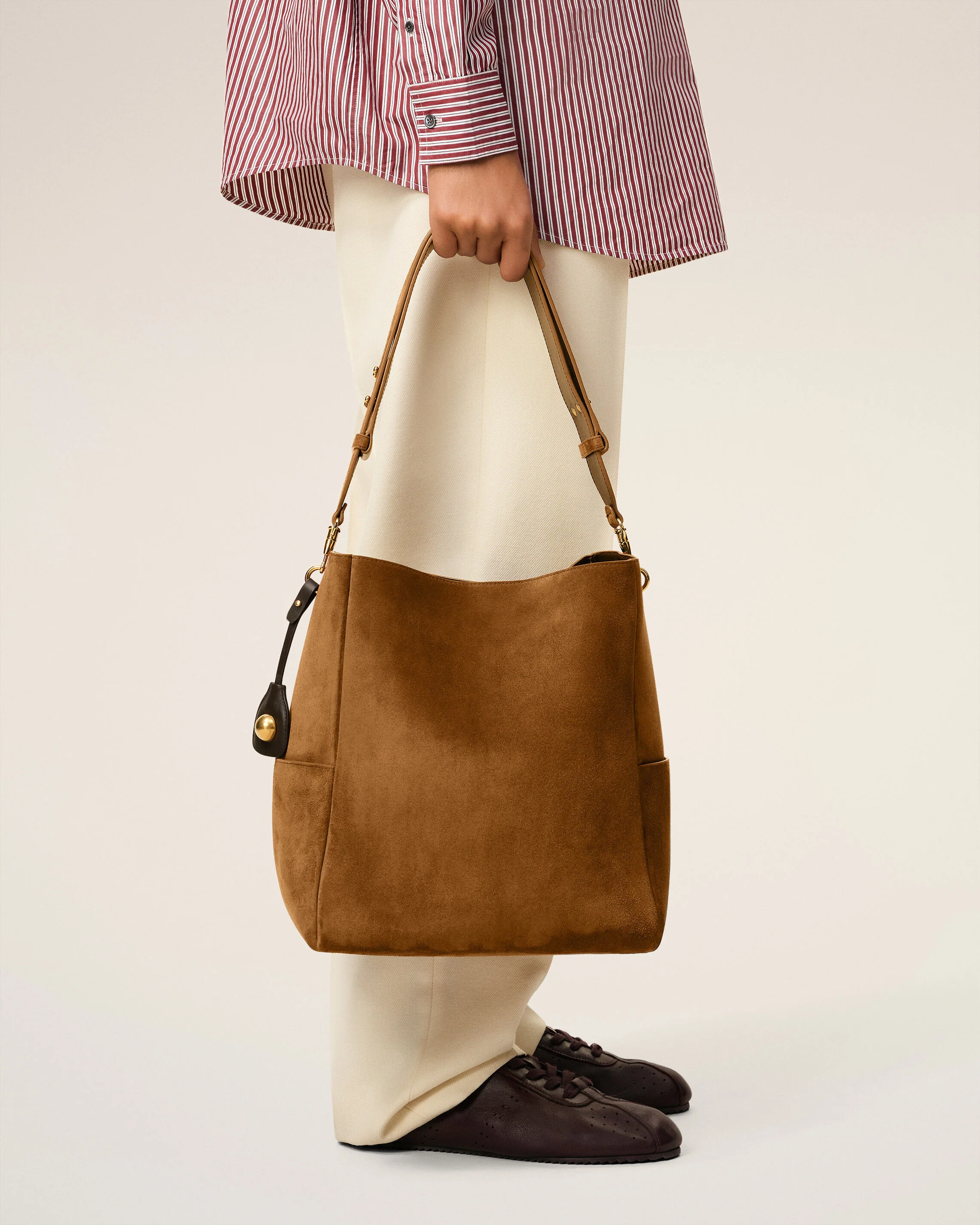 Sac Seau Marron Carrousel En Cuir Velours - Image 2