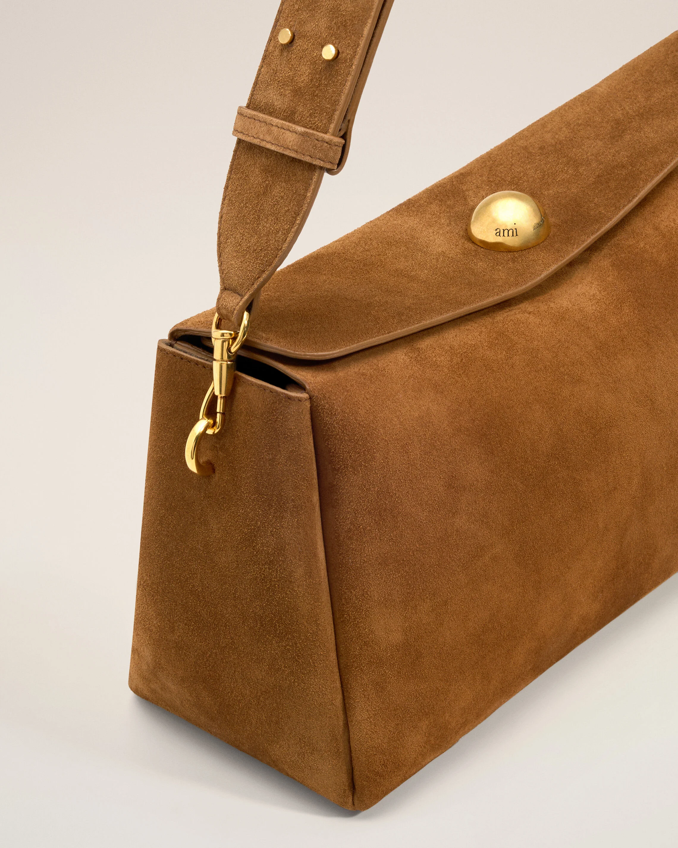 Sac Marron Carrousel Moyen En Cuir Velours - Image 13