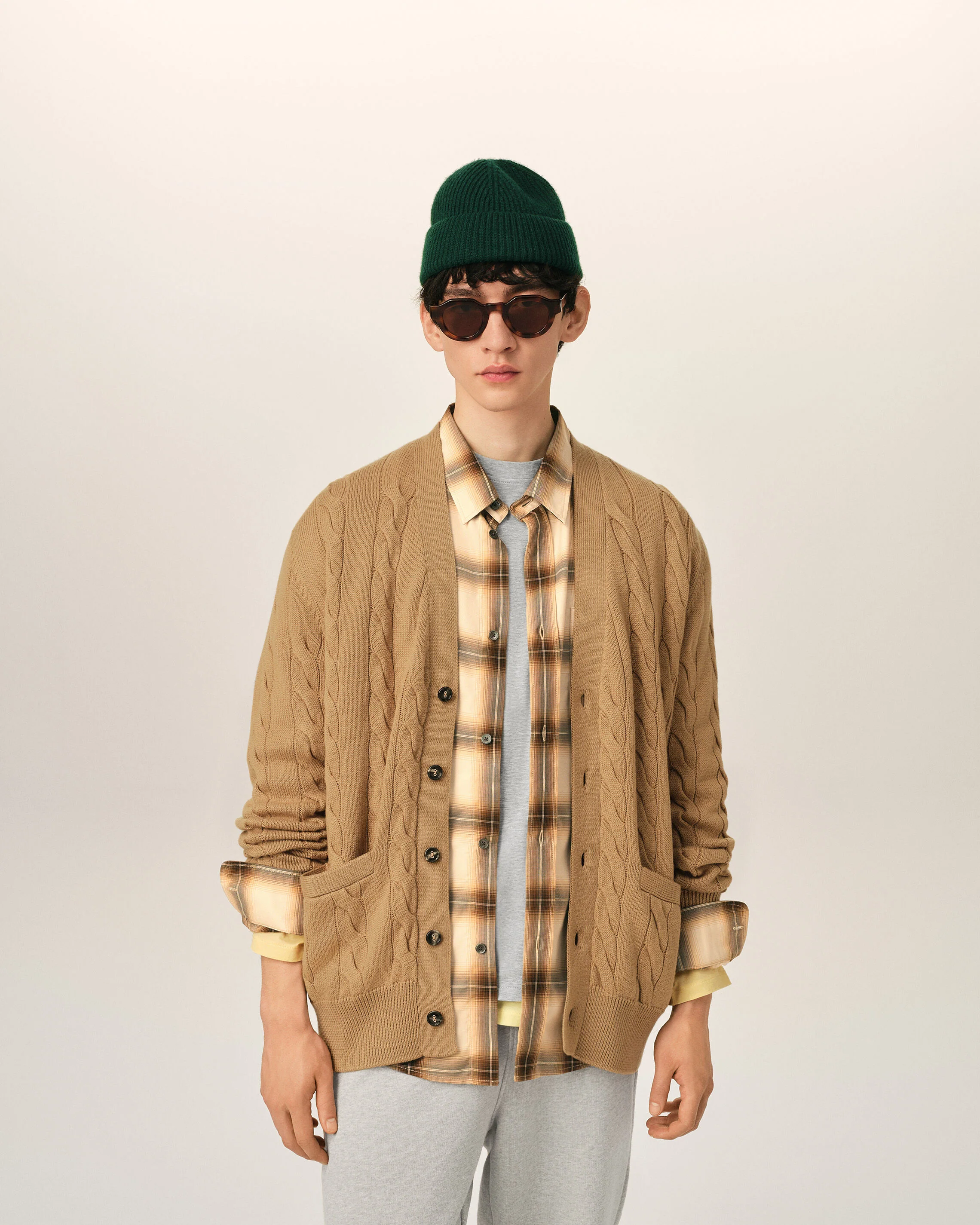 Cardigan Torsadé Marron En Laine Et Coton - Image 2