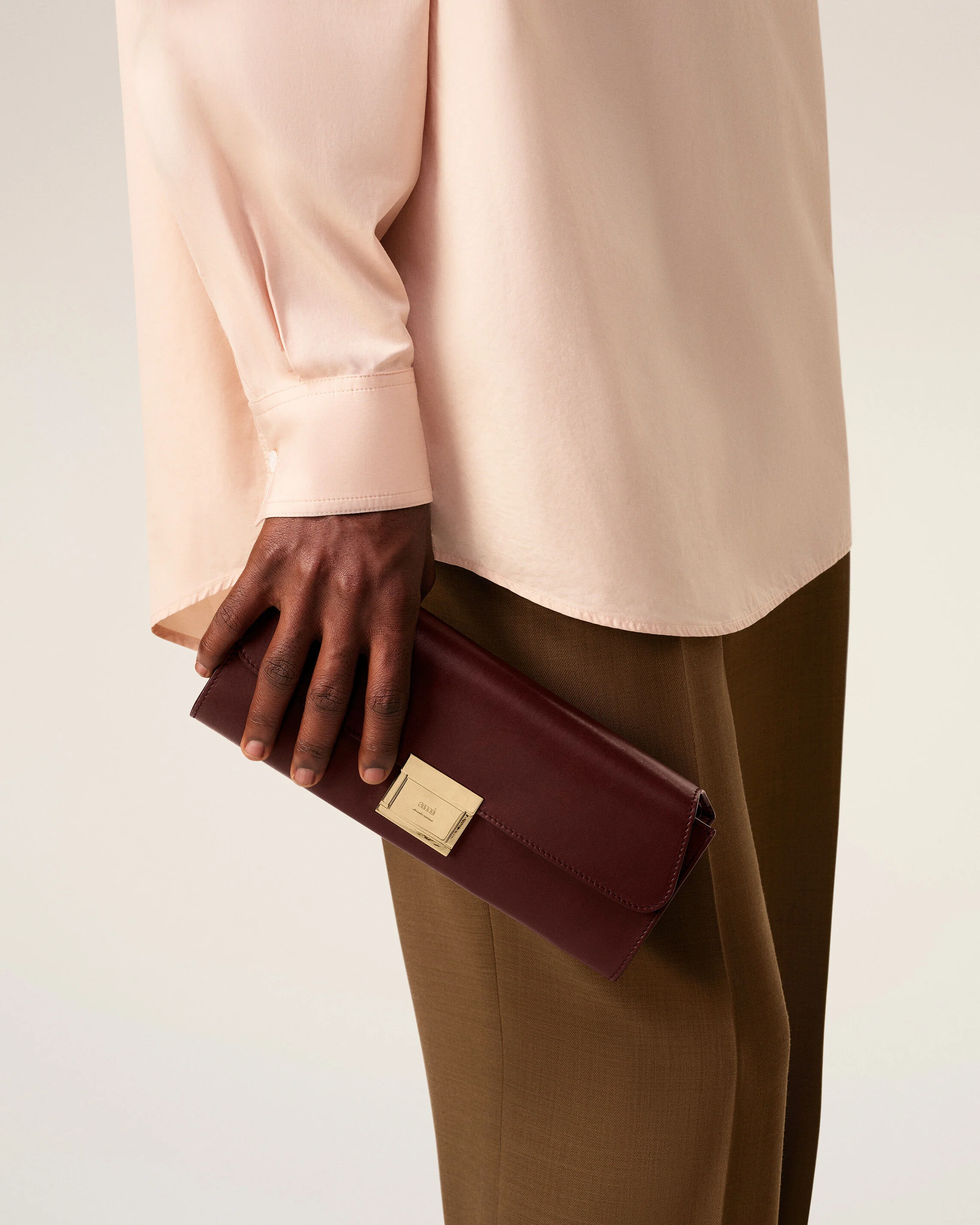 Pochette Bordeaux Mimi En Cuir Lisse - Image 7