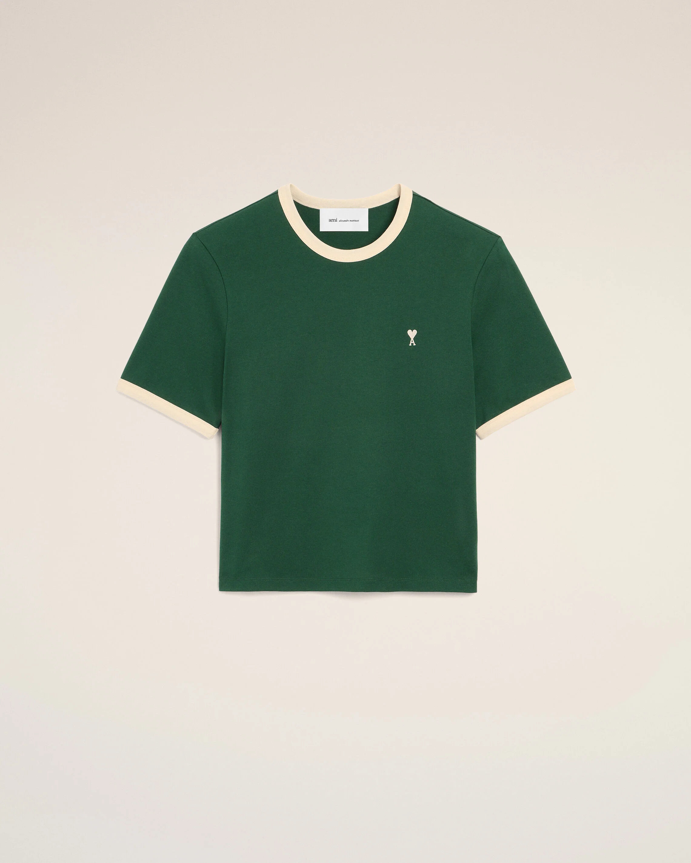 T-shirt vert contrasté en coton Ami de Coeur