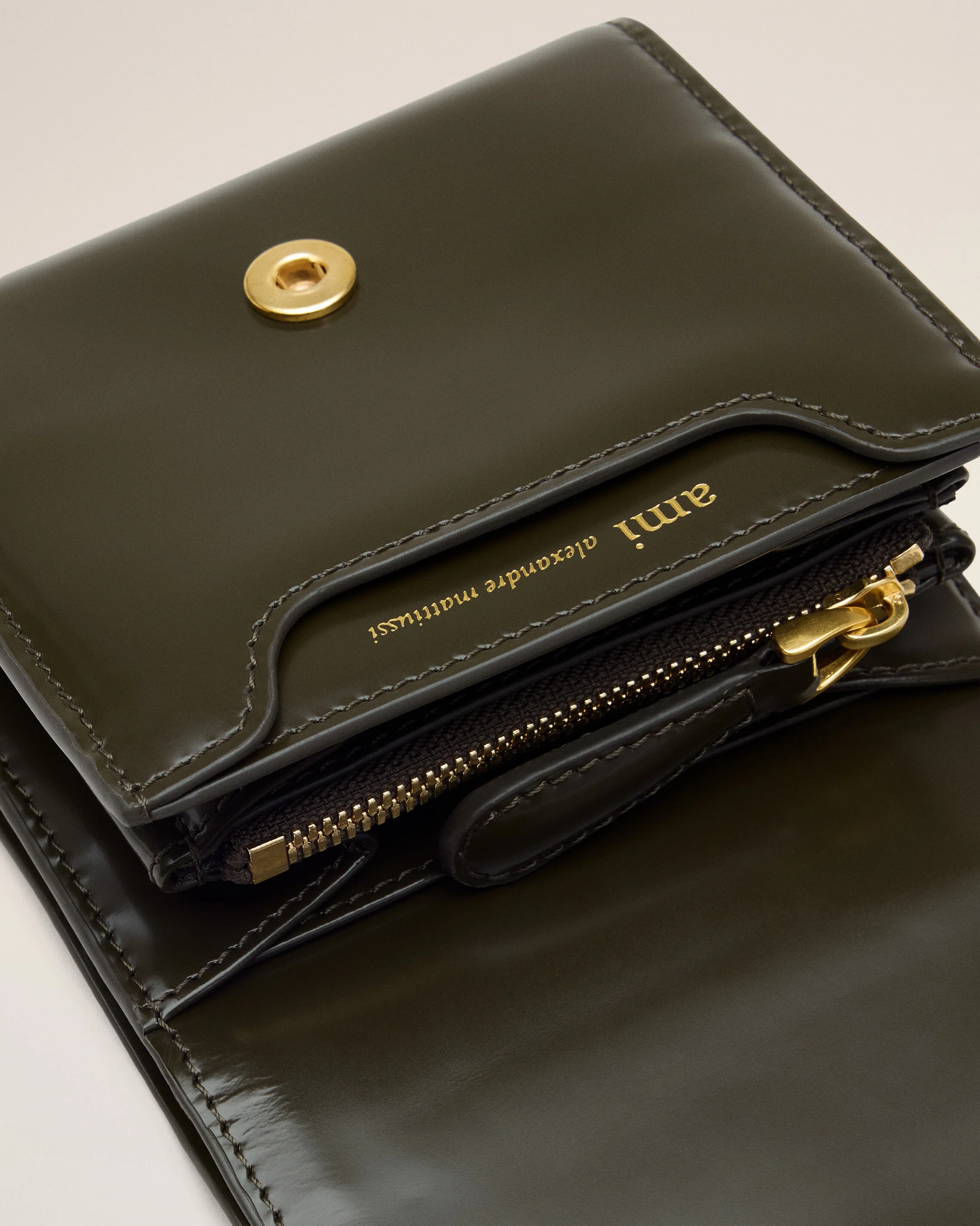 Portefeuille Compact Paris Paris Vert en Cuir De Veau - Image 3