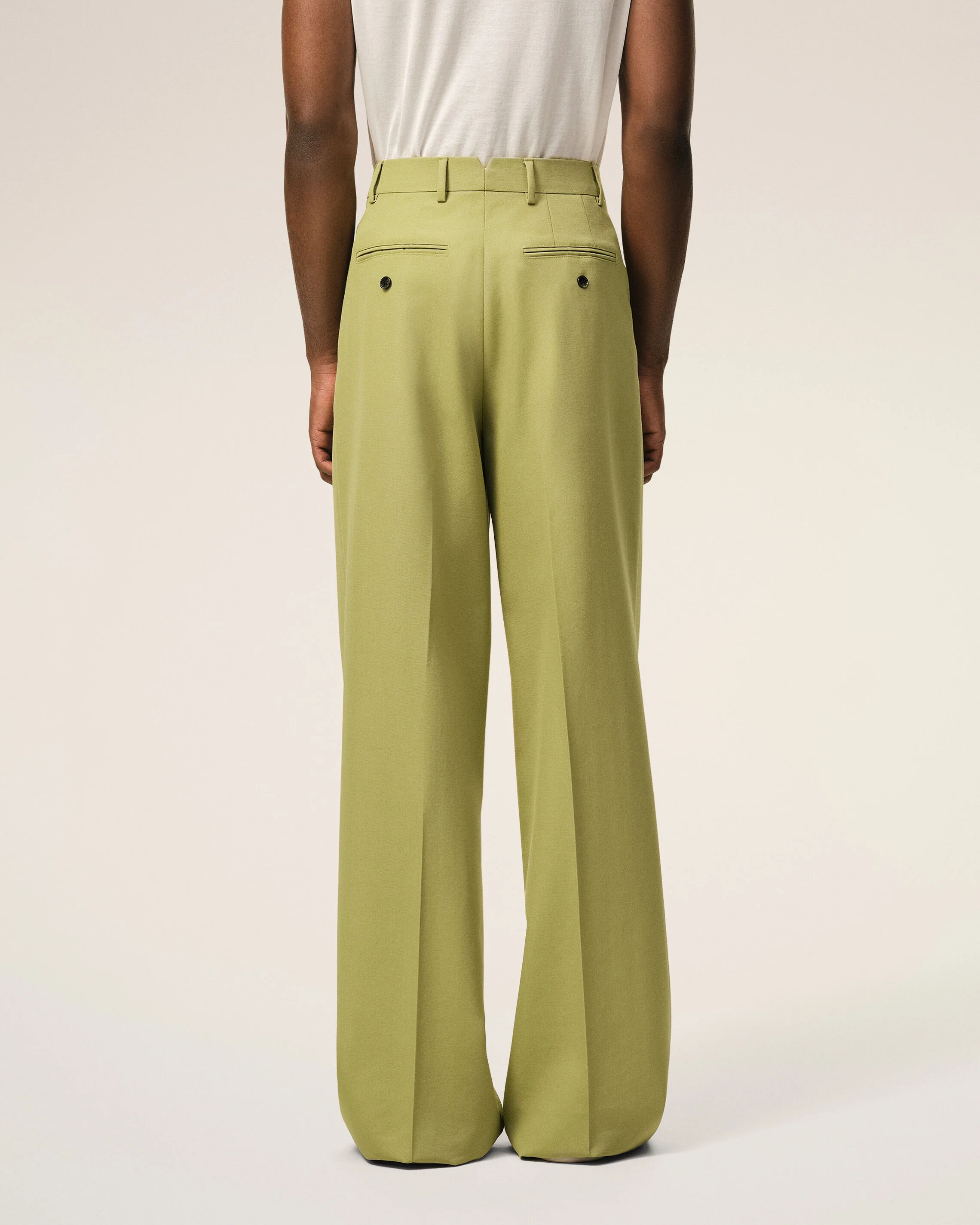 Pantalon Large Vert Taille Basse en Laine Vierge - Image 4