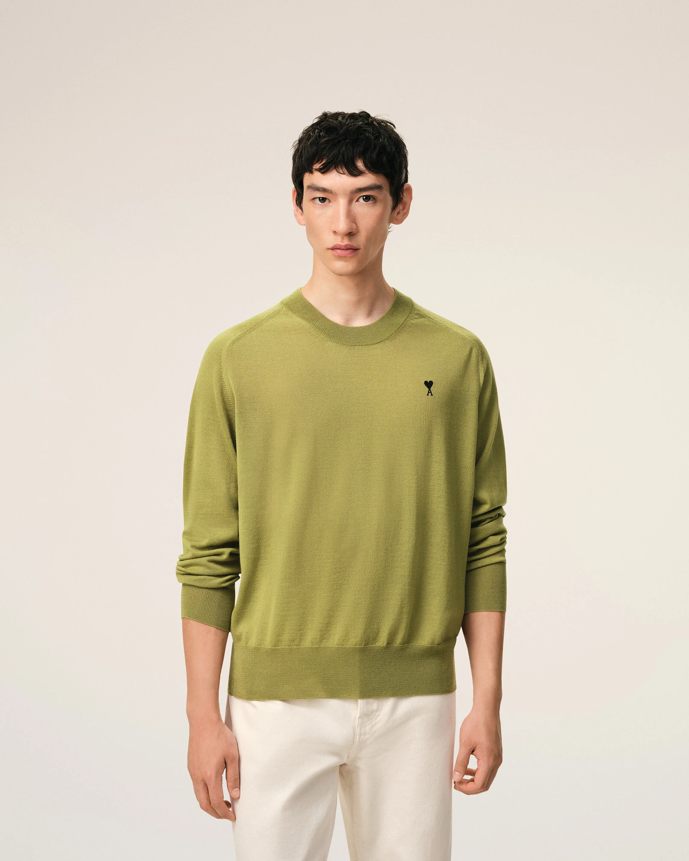 Pull Vert Col Rond Ami De Coeur en Laine - Image 3