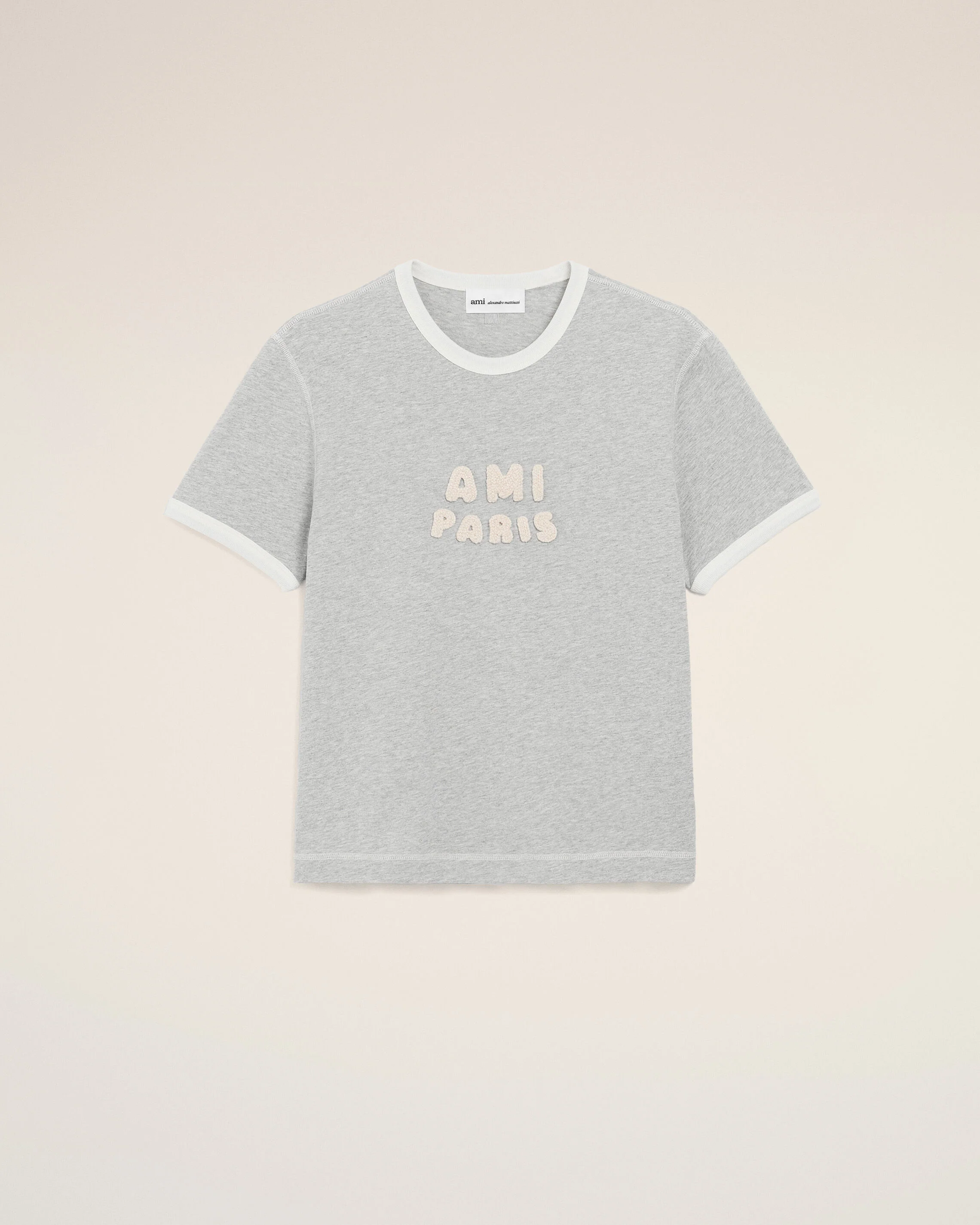 T-shirt Gris Empiècement Ami Paris En Crochet en Coton - Image 7