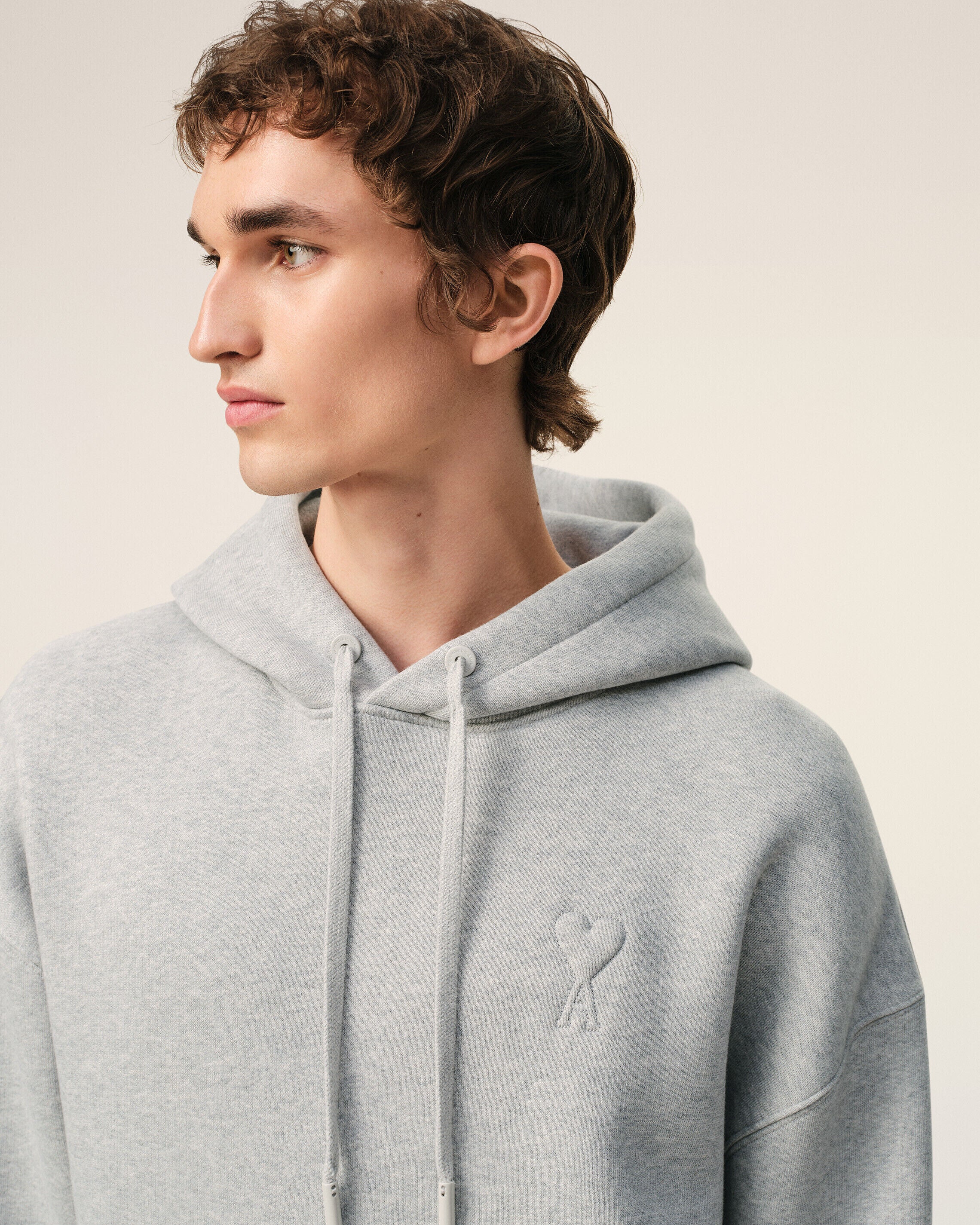 Hoodie Gris Ami De Coeur Embossé en Coton - Image 4