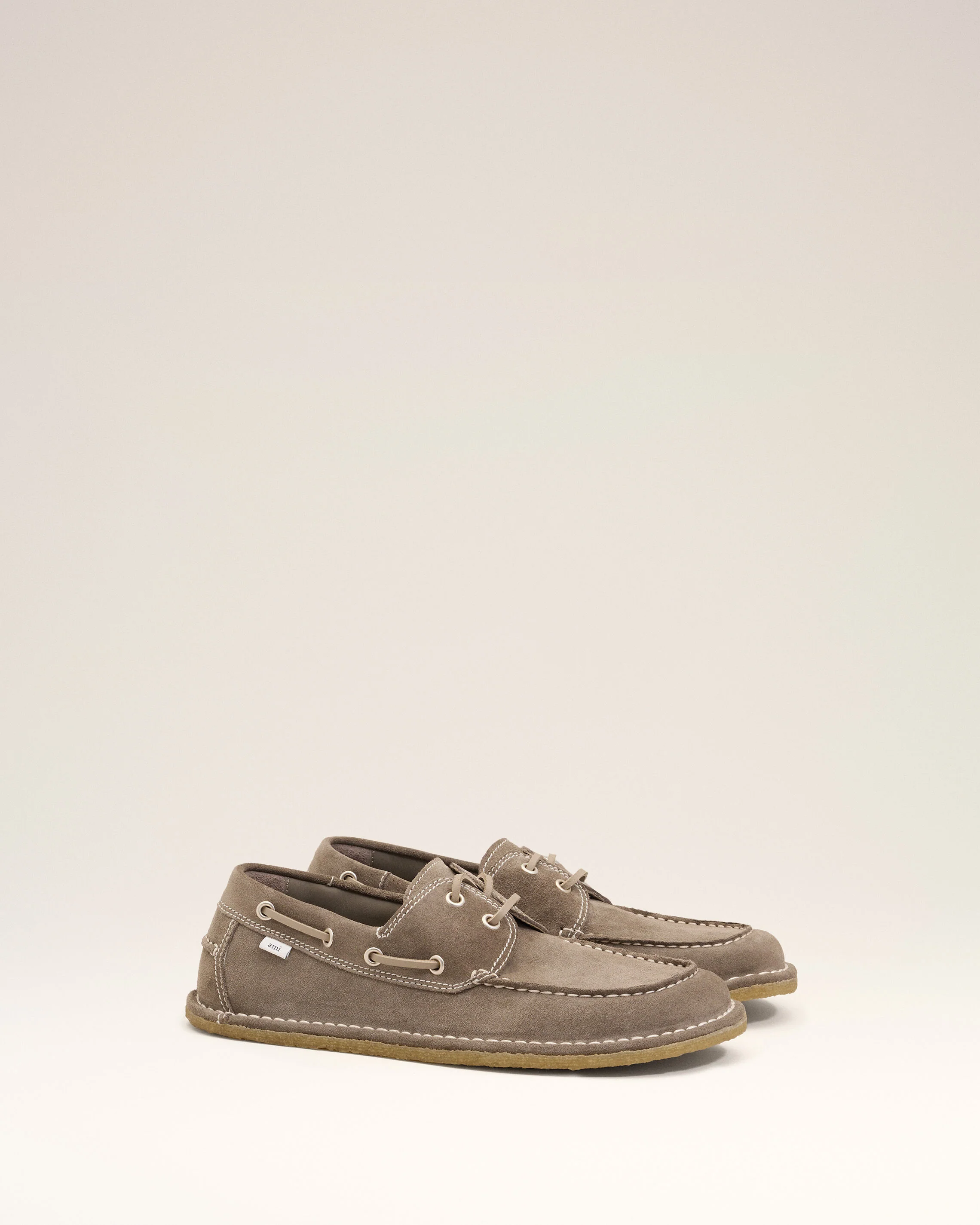 Chaussures Bateau Grises en Cuir De Veau - Image 3