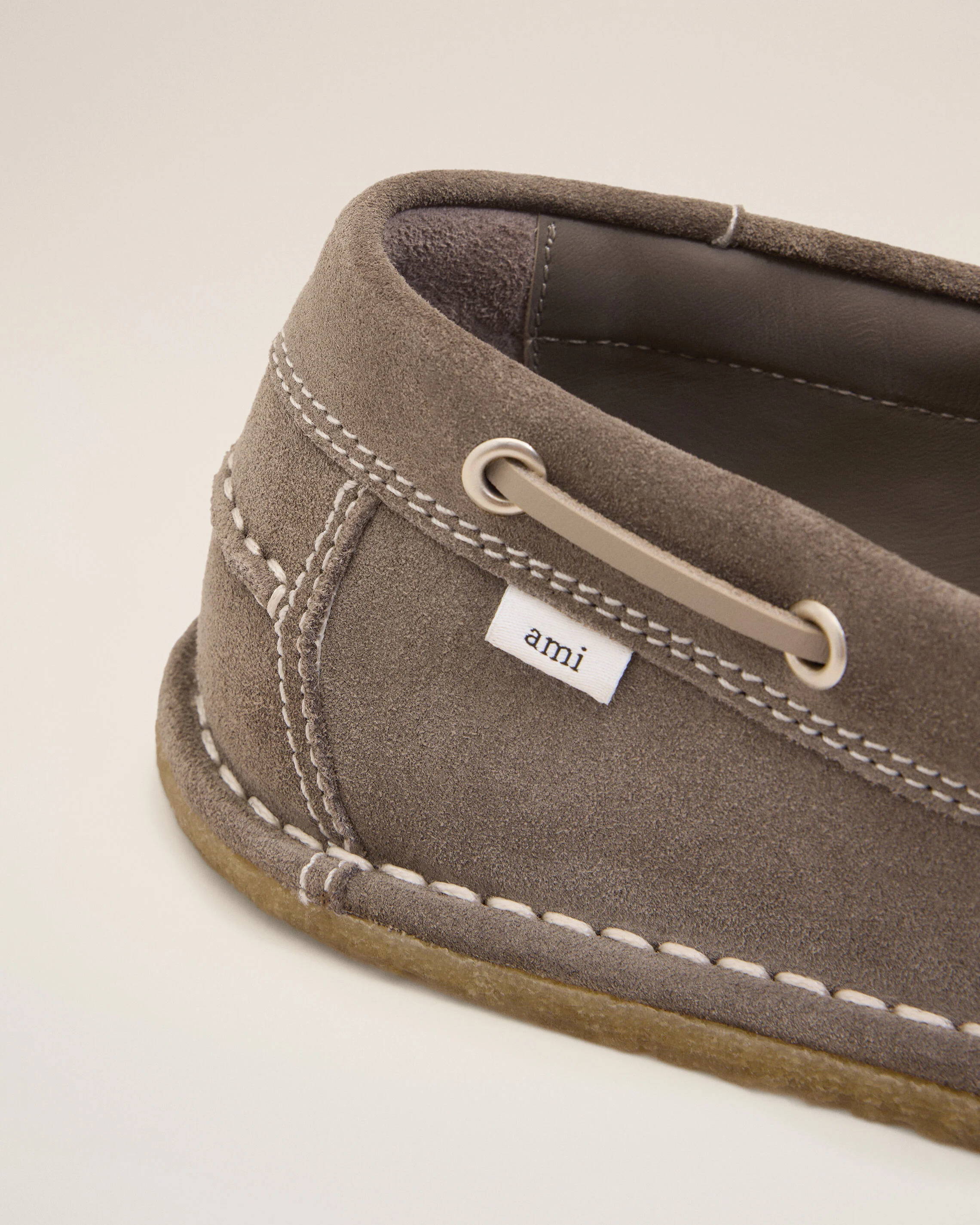 Chaussures Bateau Grises en Cuir De Veau - Image 5