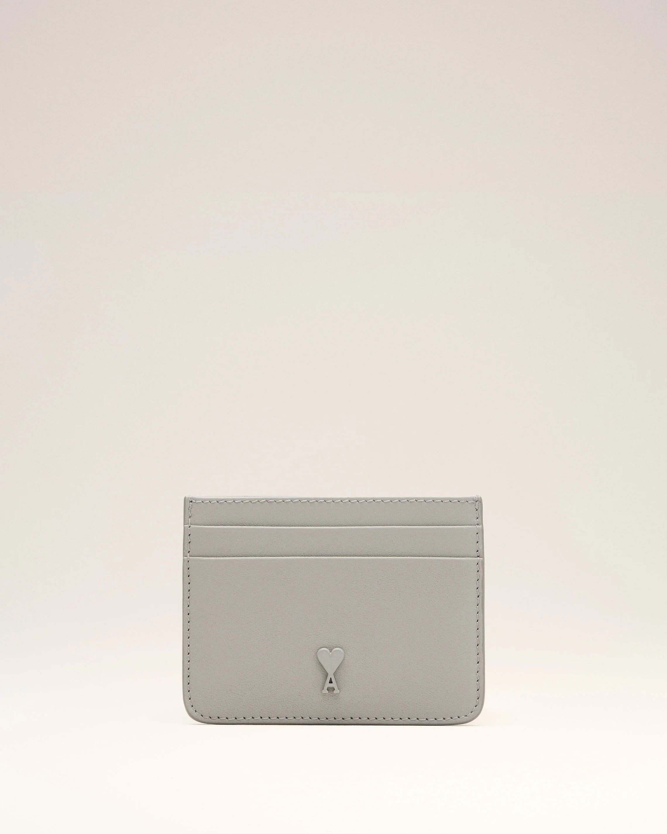 Porte-Cartes Ami De Coeur Gris en Cuir De Vachette