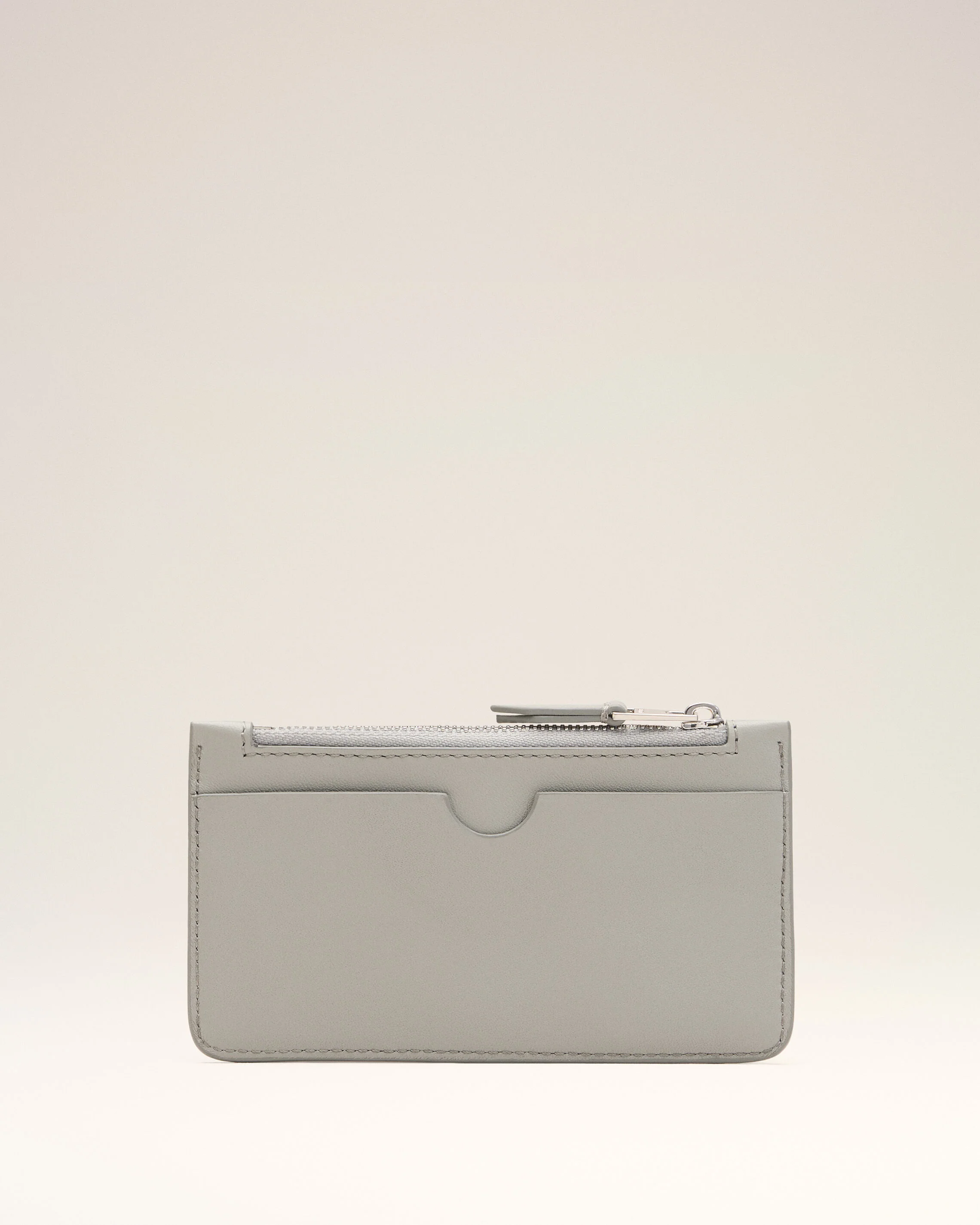 Porte-Cartes Zippé Ami De Coeur Gris en Cuir De Vachette - Image 5